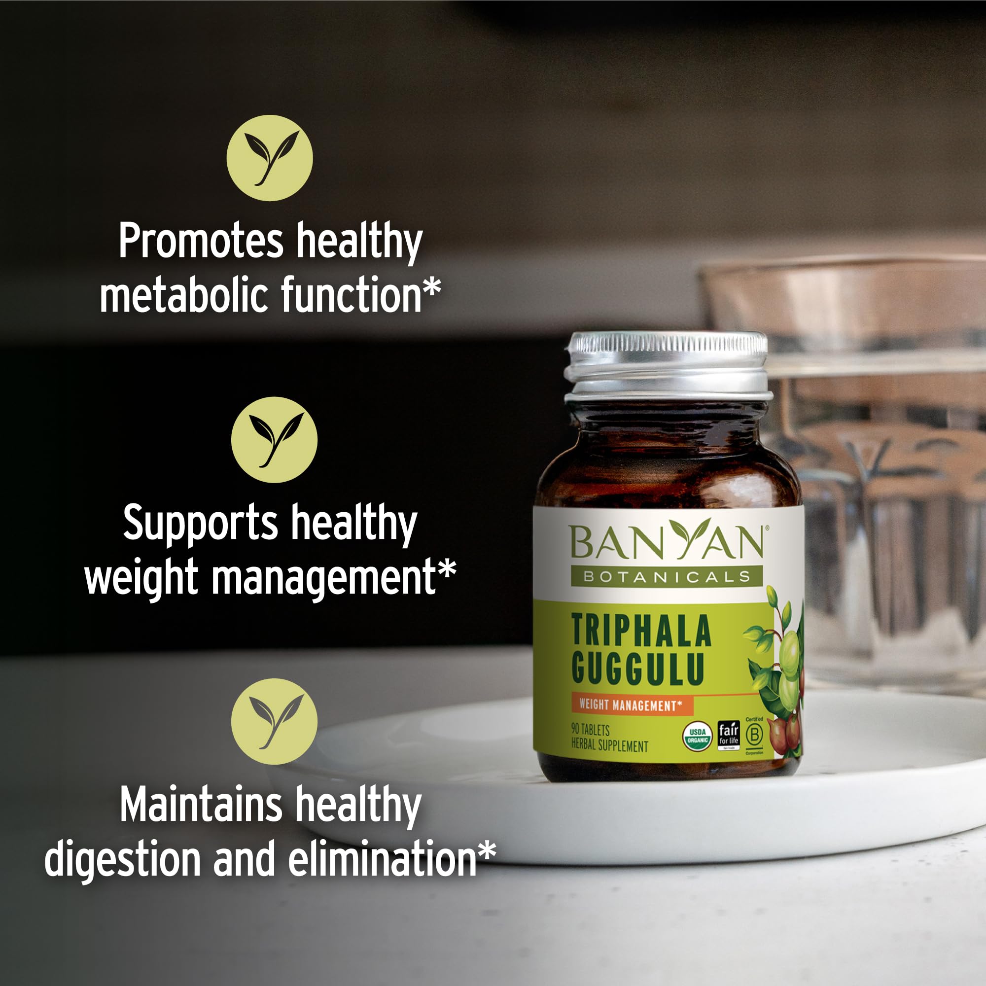 Triphala Guggulu de Banyan Botanicals: apoyo digestivo para tracto claro