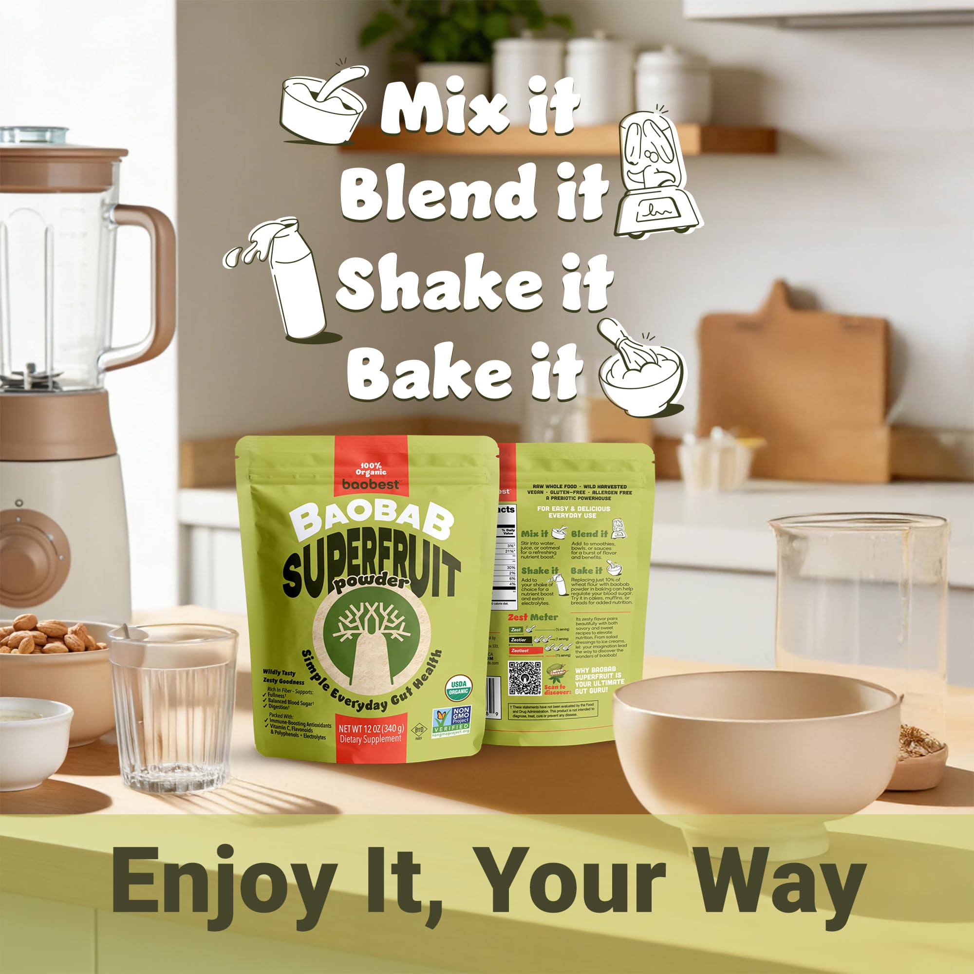 Baobest ingredientes naturales de baobab para una rutina diaria limpia.