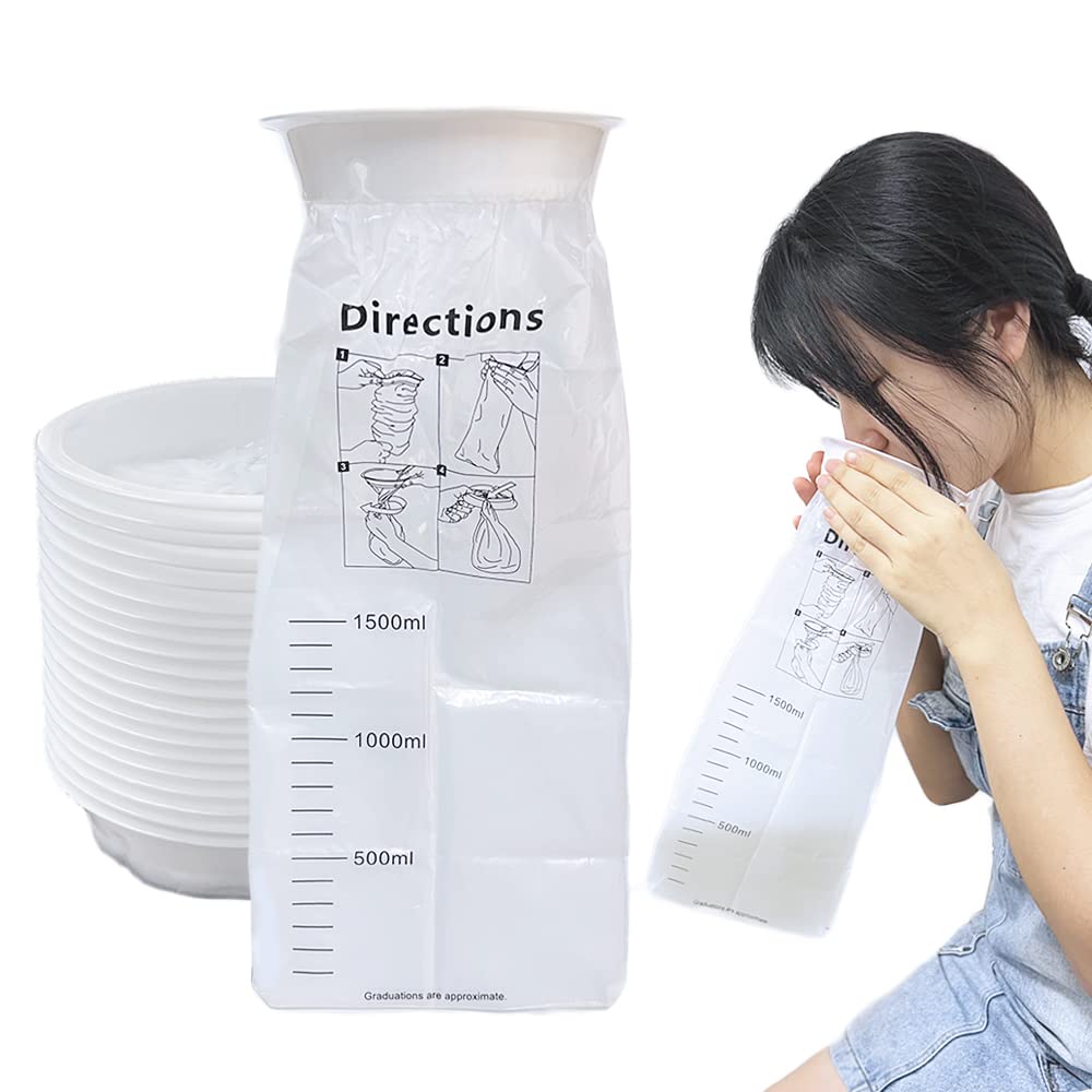 BAOZENP bolsa vomito viaje 1500ml para náuseas y emergencias en ruta.