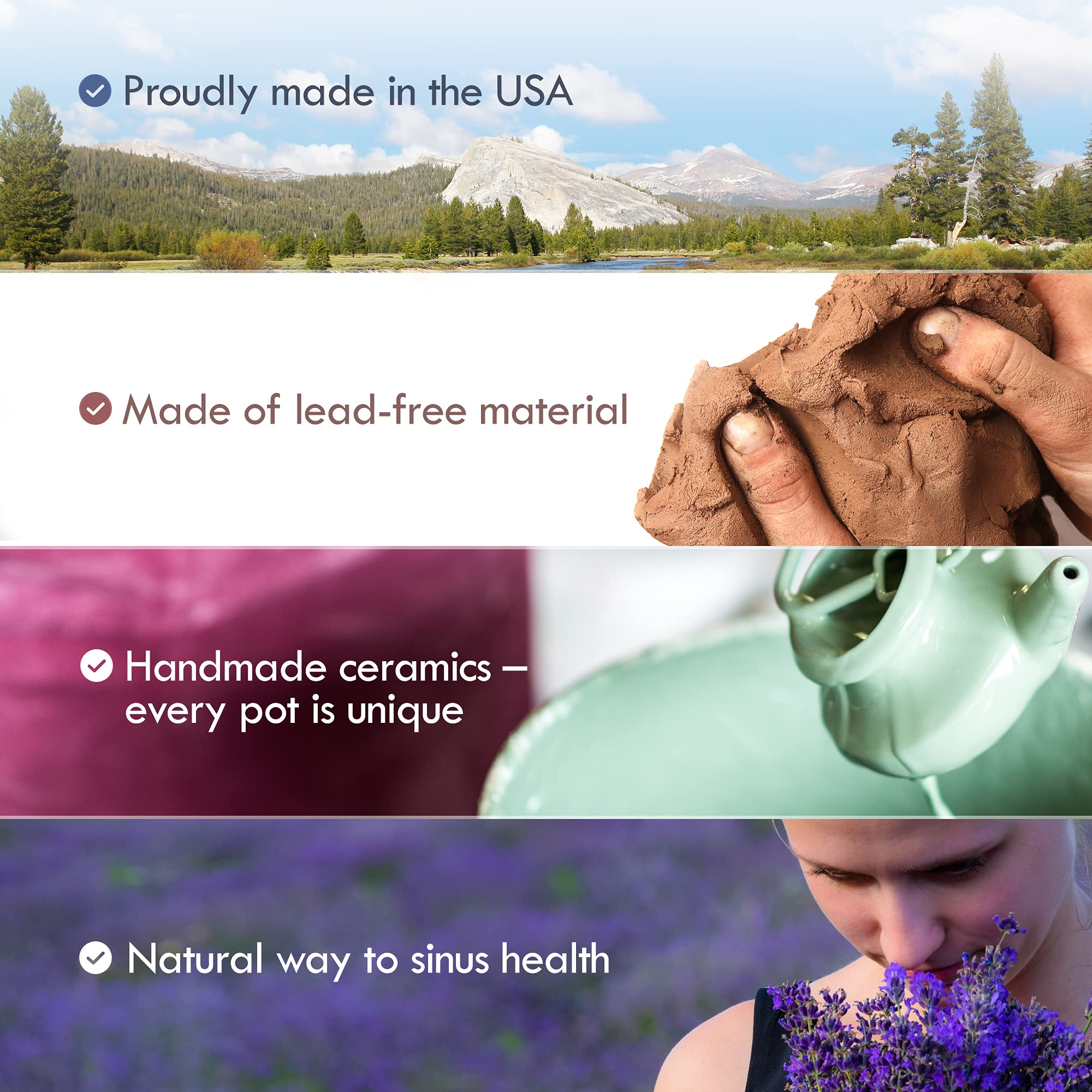 Baraka Neti Pot apto para lavavajillas, limpieza rápida y sencilla.