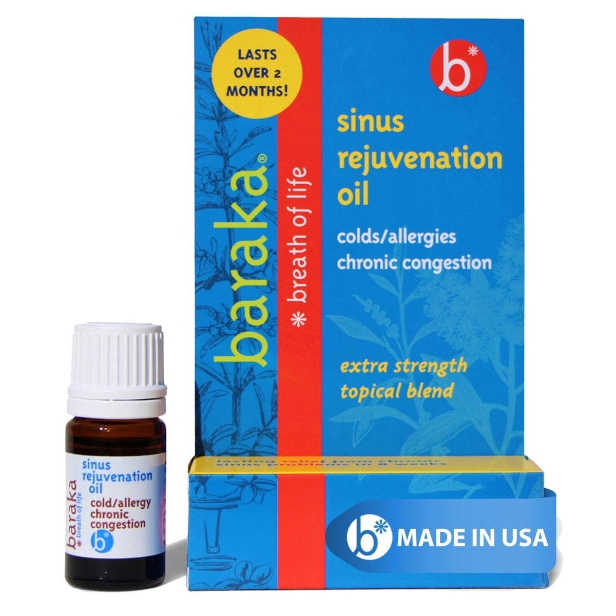 Baraka Aceite Nasal Rejuvenecedor, botella de 4 ml, ayuda a una respiración más clara.