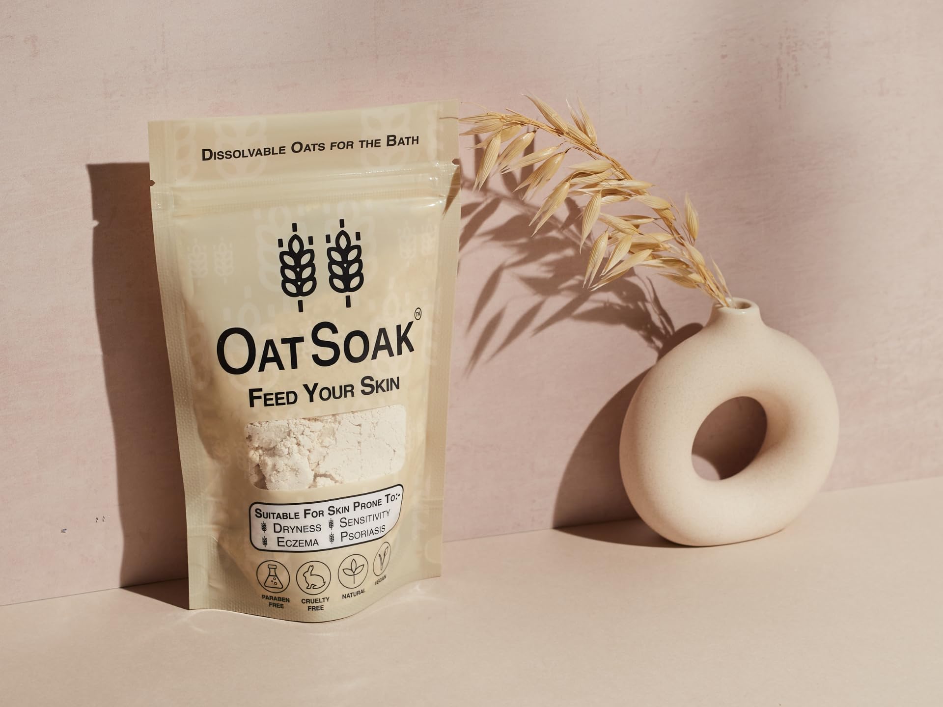 Bare Boutique Oatsoak cuidado de piel para eczema y psoriasis en el baño.