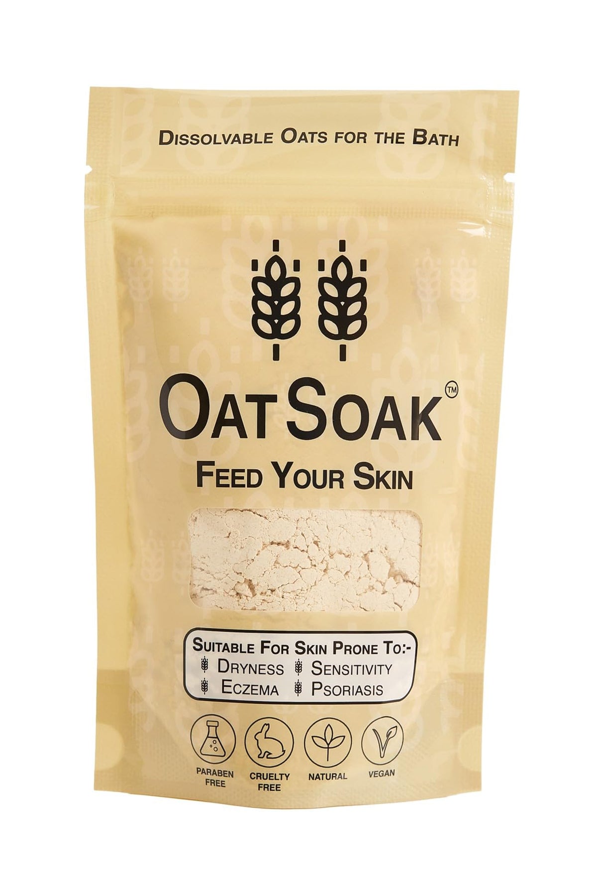 Bare Boutique Oatsoak polvos de baño de avena escocesa para piel sensible.