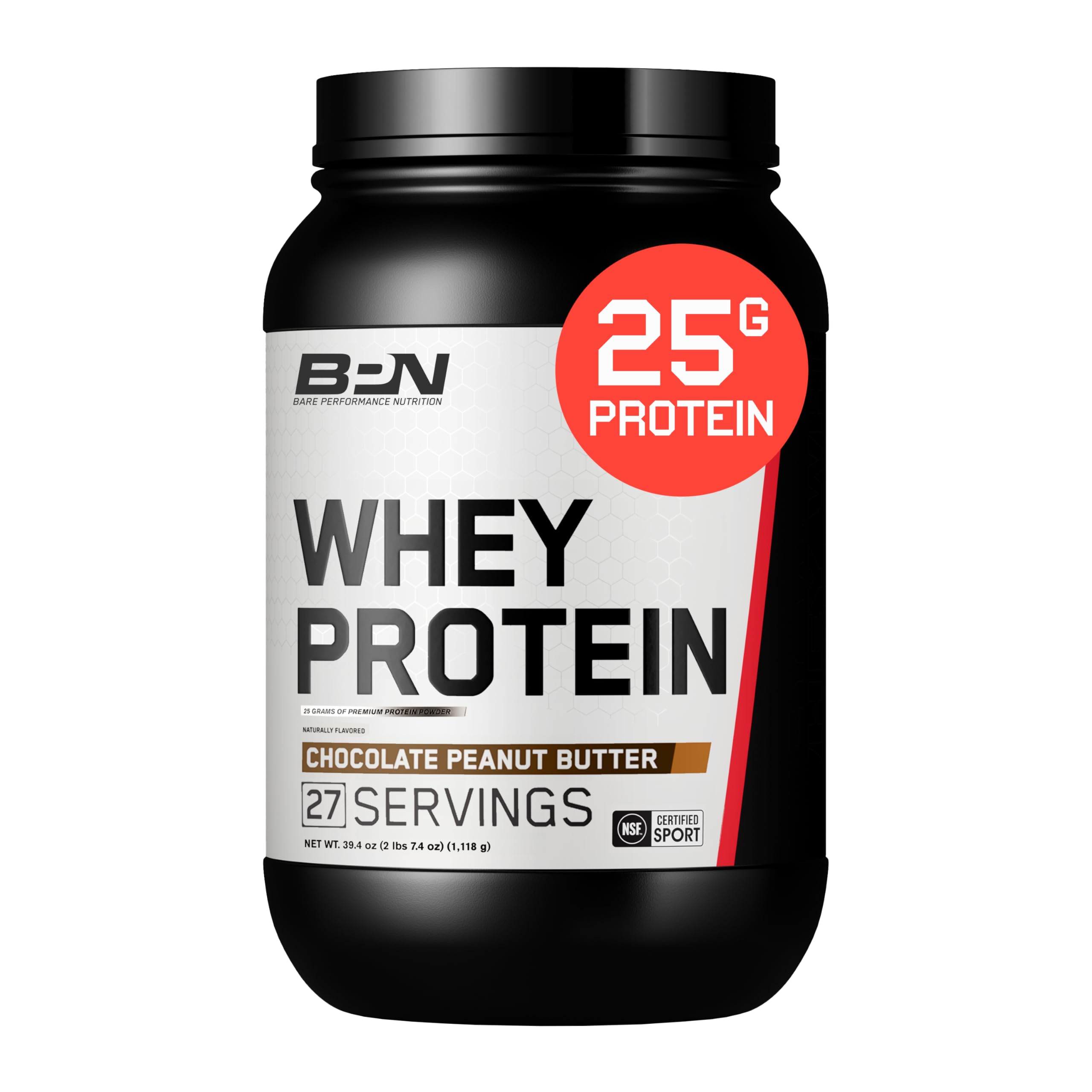 BARE PERFORMANCE NUTRITION BPN tub front in Chocolate Peanut Butter for post-workout protein