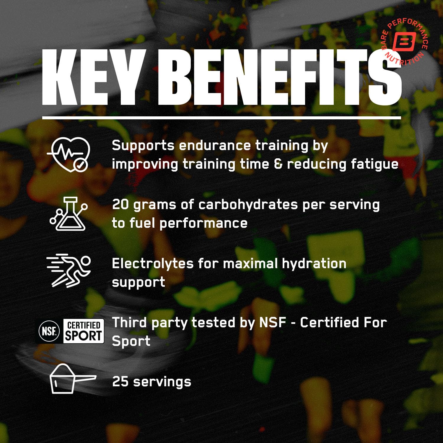 Mezcla de carbohidratos rápidos y electrolitos para entrenamiento de alta intensidad