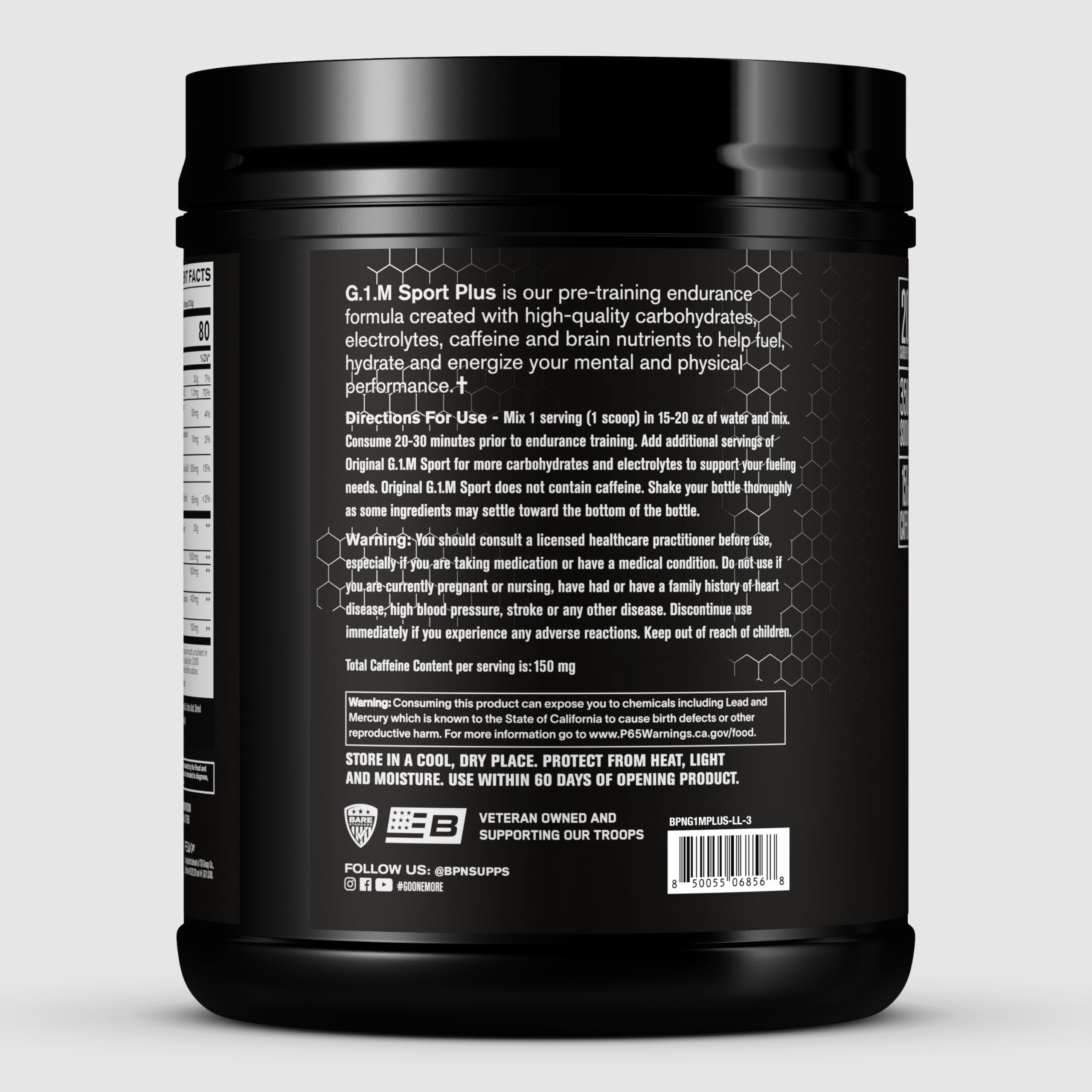 G1.M Sport+ cafeína y enfoque para entrenamientos intensos