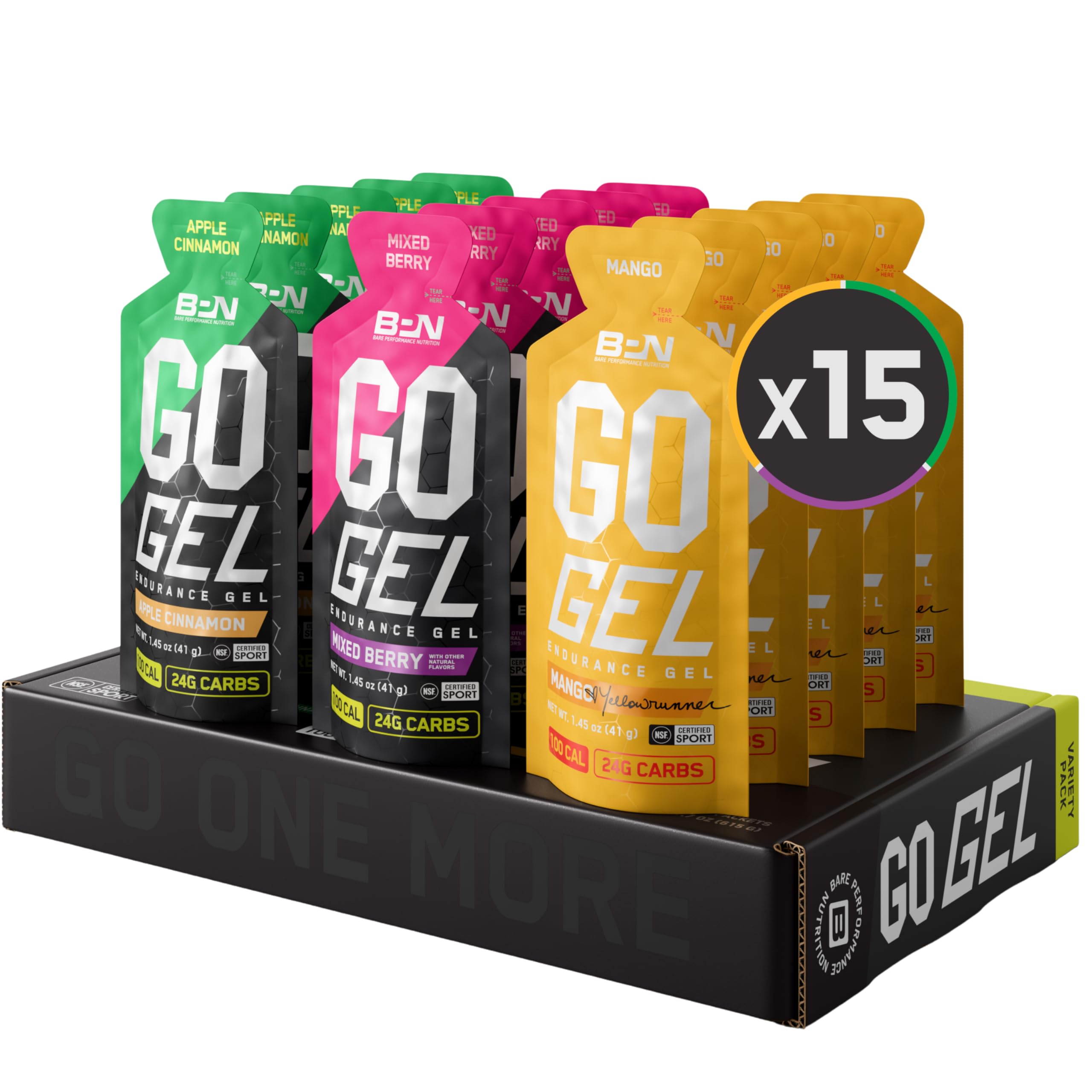 BARE PERFORMANCE NUTRITION Go Gel Endurance Manzana Canela, energía rápida para carrera