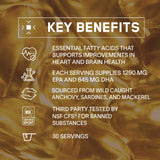 BARE PERFORMANCE NUTRITION Omega Fuerte etiqueta IFOS – certificación de control de calidad.