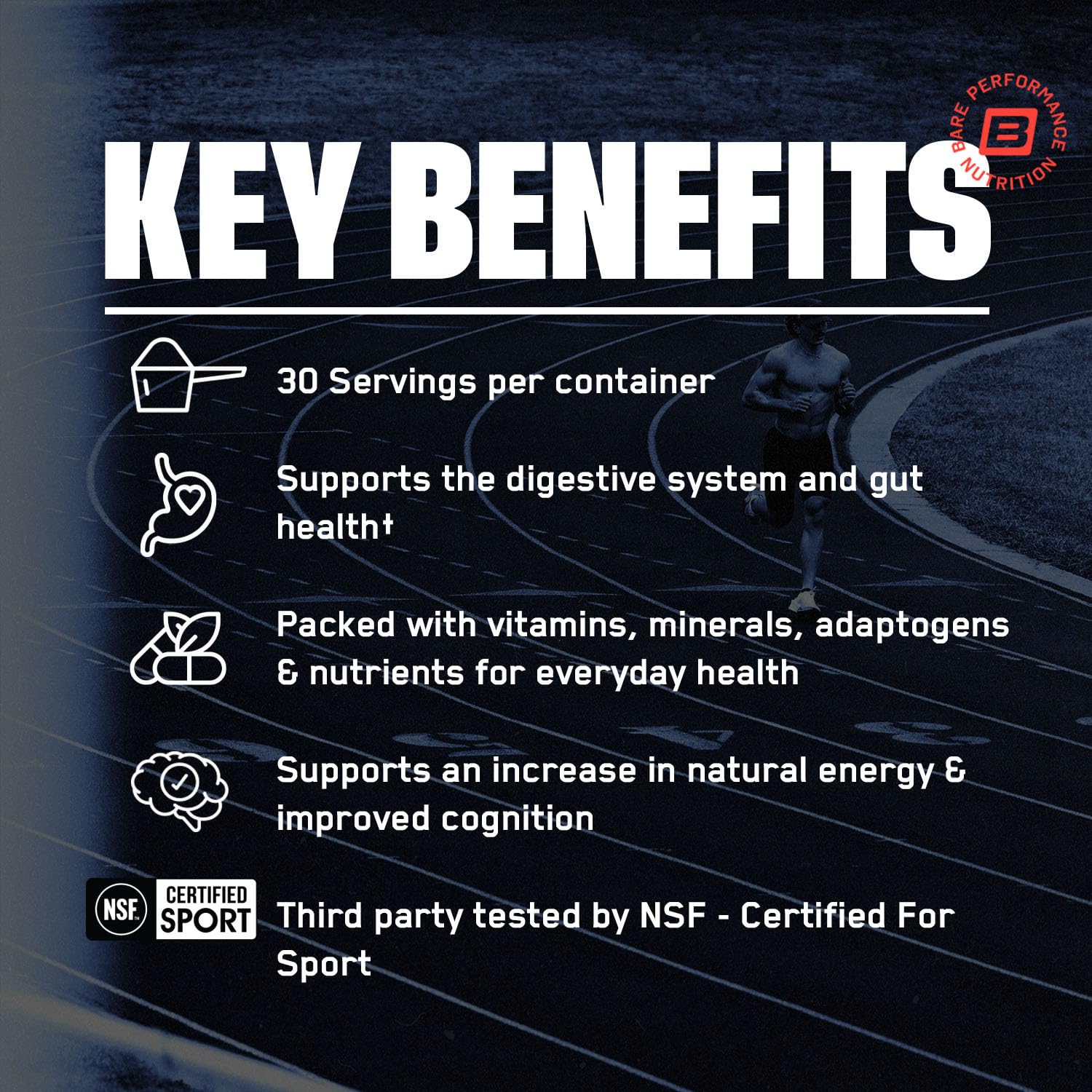Bare Performance Nutrition Strong Greens: aporta energía natural y enfoque diario.