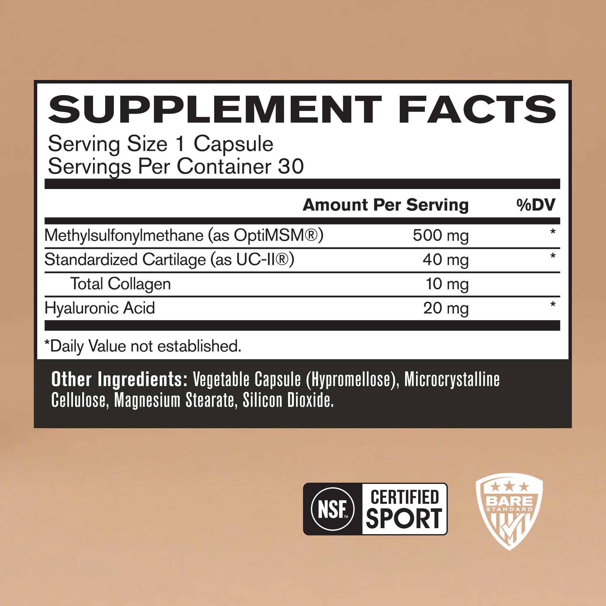 BARE PERFORMANCE NUTRITION Strong Joints: cápsulas fáciles de usar para soporte articular
