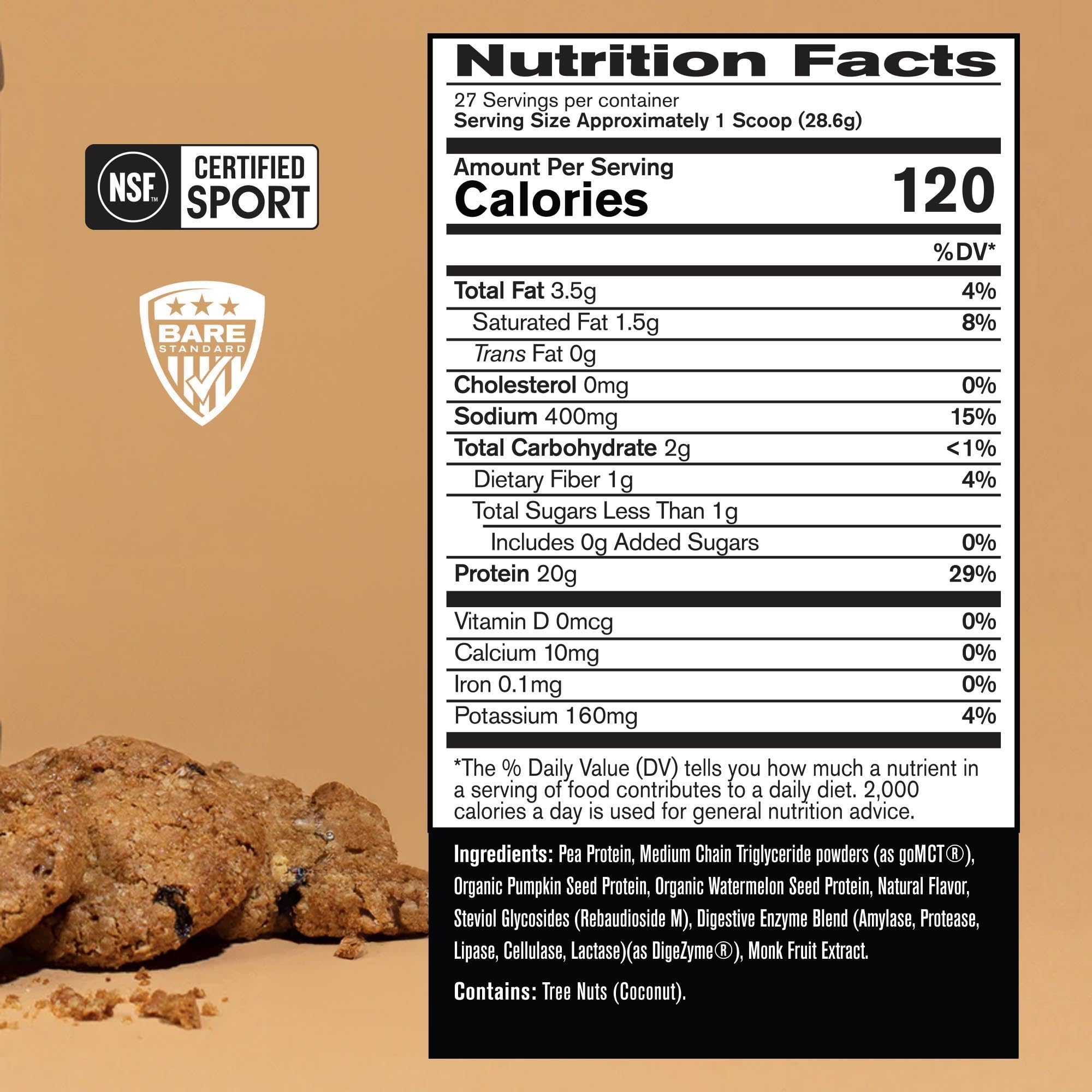 Bare Performance Nutrition proteina vegetal mezcla guisante sandía calabaza, apoyo diario de proteína