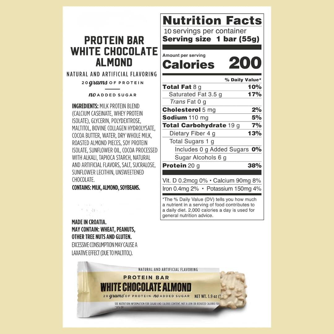 BarebeIIs barritas proteina 20 g en diez barritas dentro de una caja.