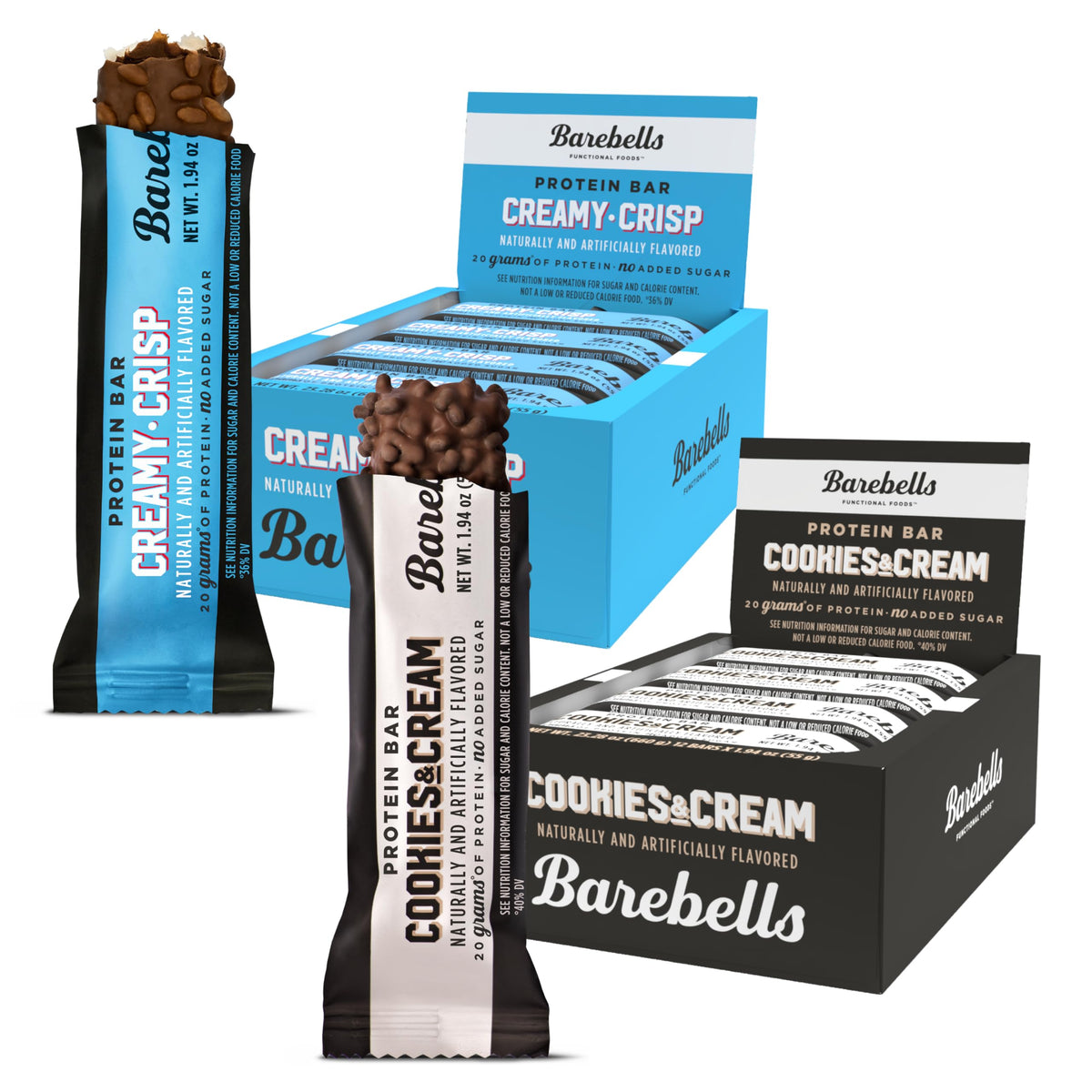 Barebels barra cremosa-crujiente, 20 g de proteína para snack rápido.