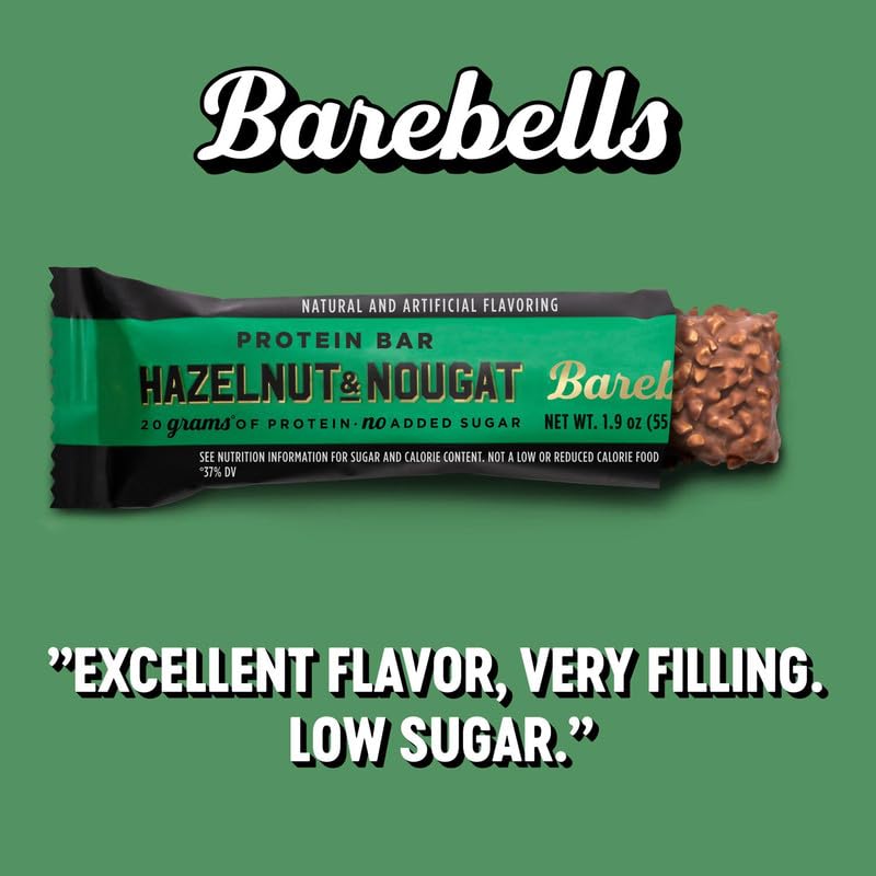 BAREBELLS barra proteica avellana nougat - ingredientes clave para energía sostenida.