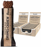 Barebells Barra Proteína Caramelo Anacardo en envase frontal, sabor intenso y proteína alta para desayunos.