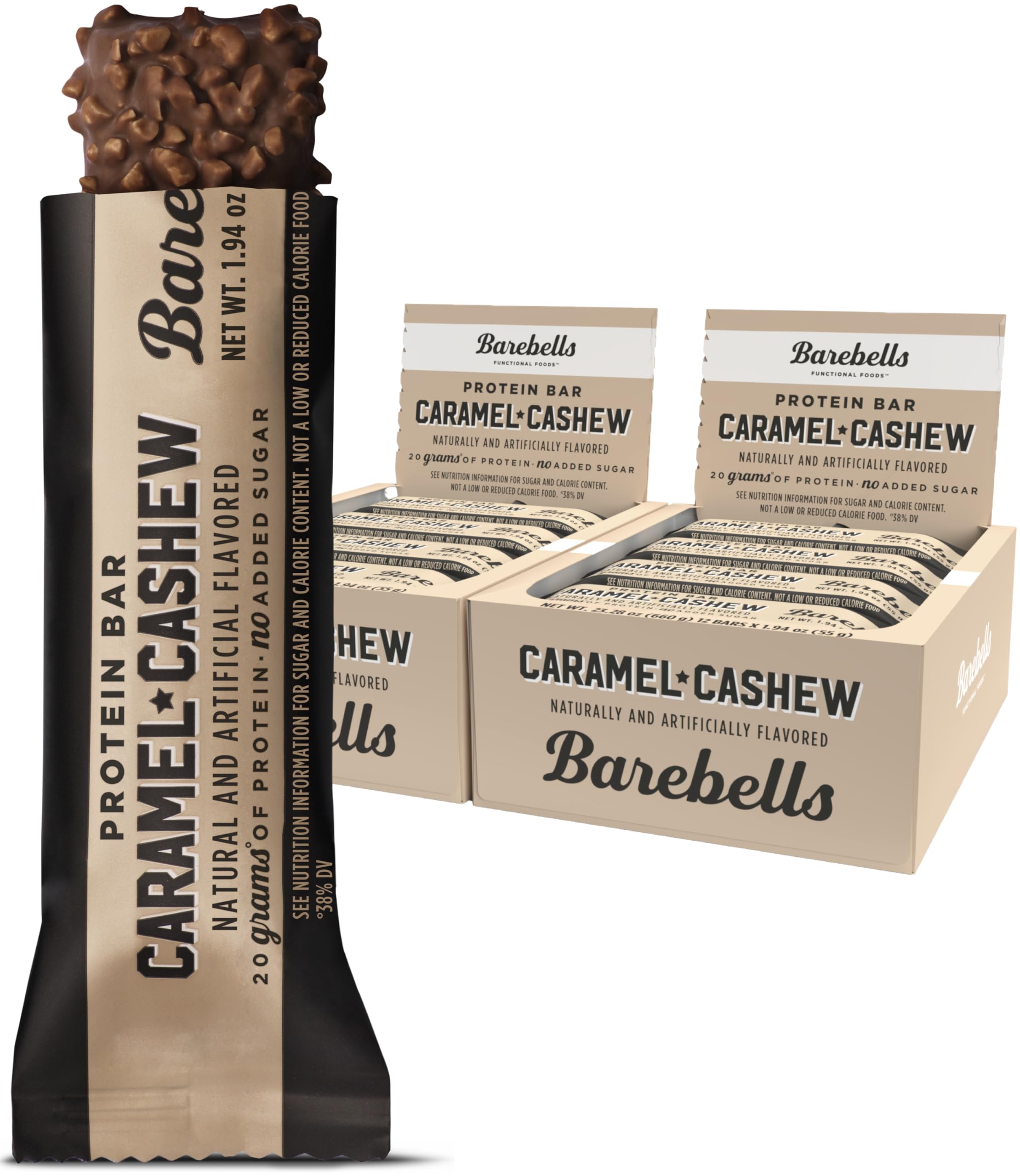 Barebels Caramelo Anacardo envase; snack proteico práctico