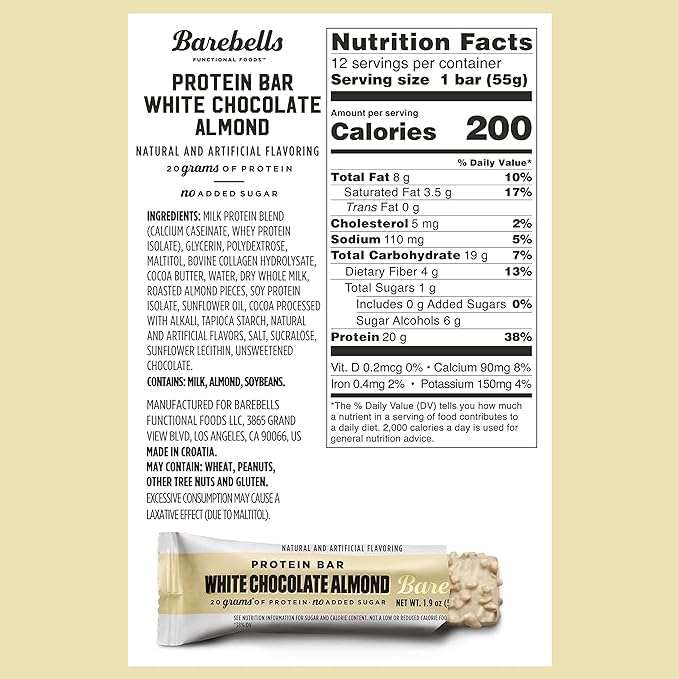 Barra Barebells proteina interior cremoso, textura suave para disfrutar.