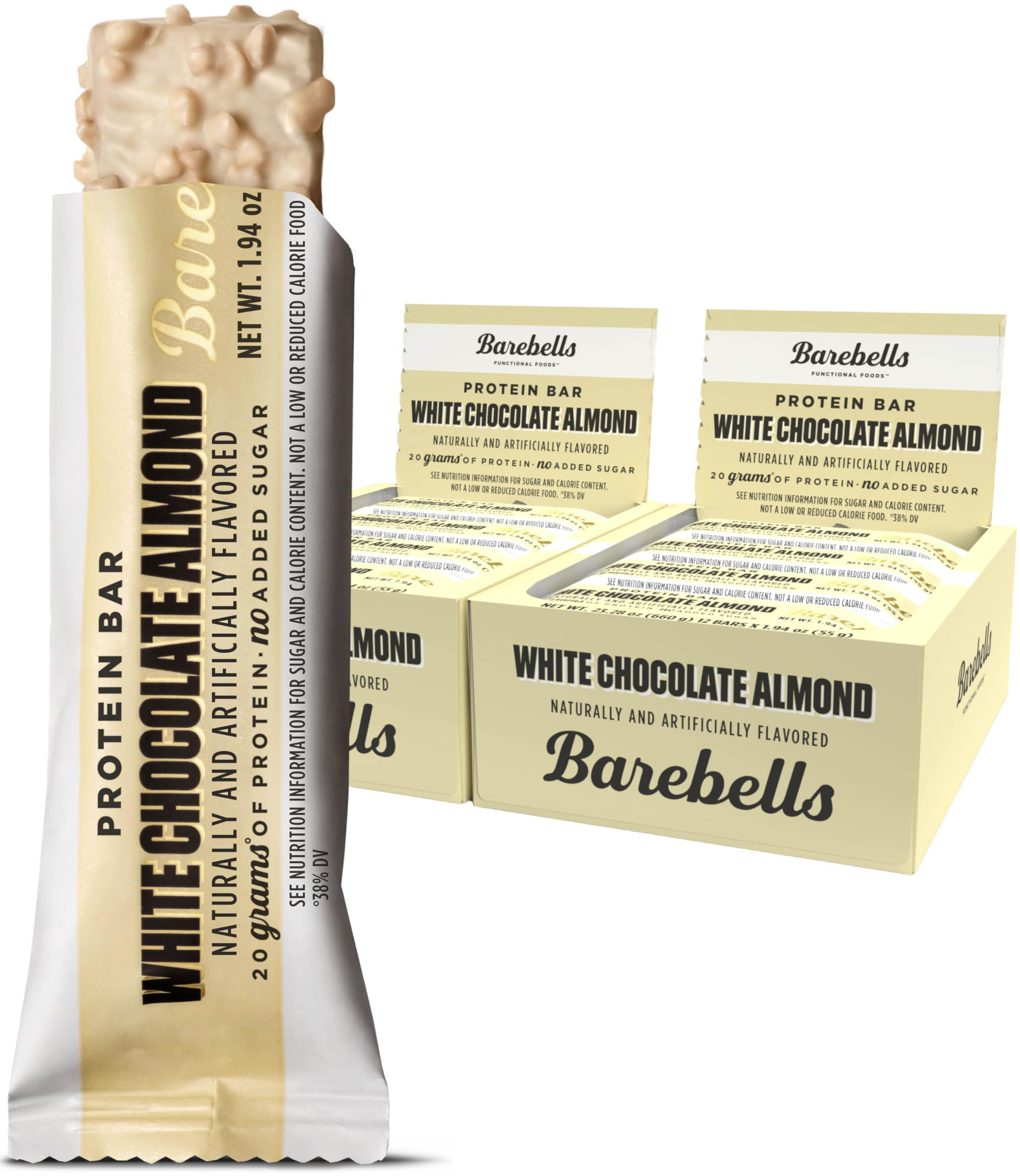Barebells barra proteina chocolate blanco almendra, sabor cremoso para snack saludable