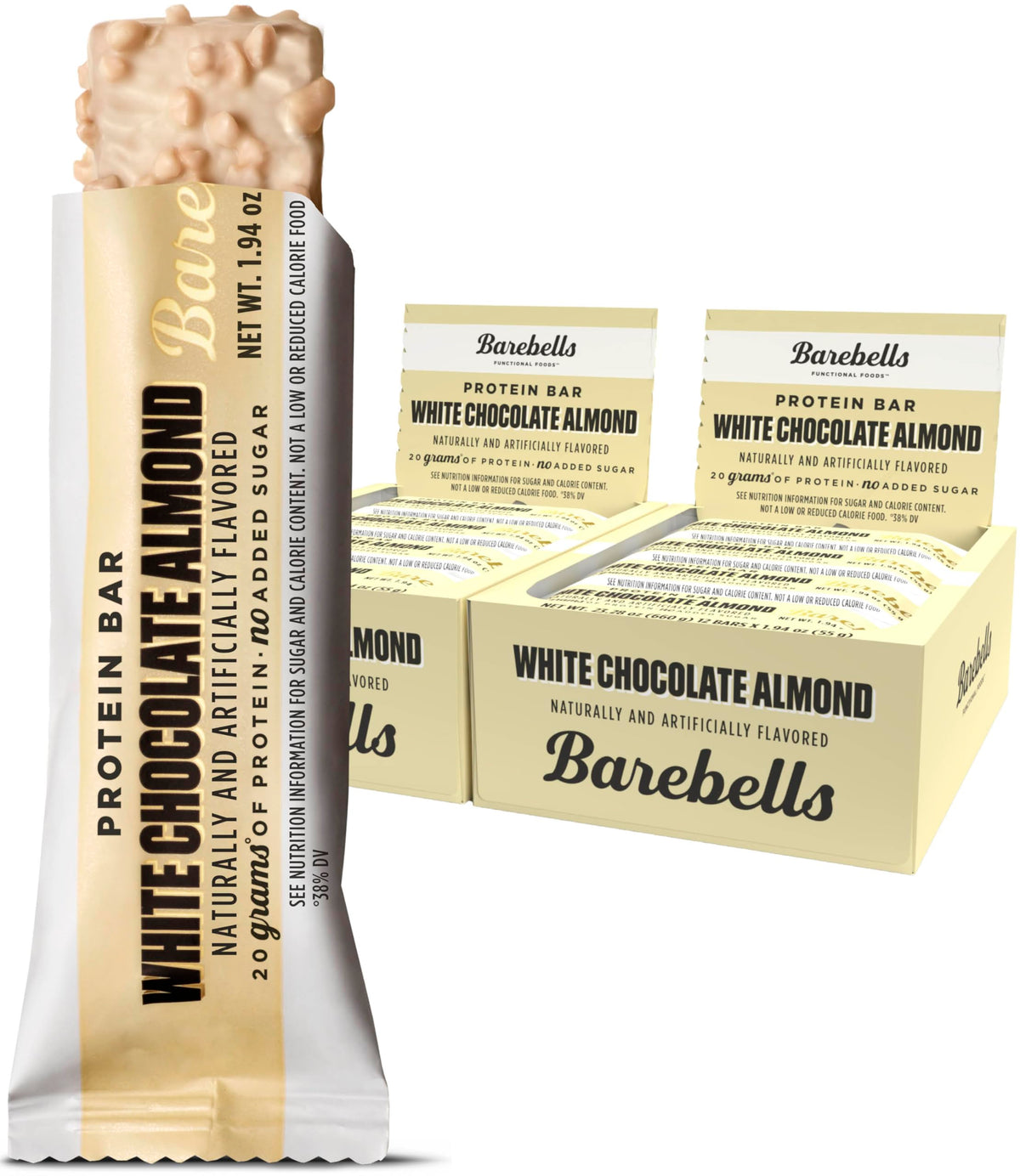 Barebells barra proteina chocolate blanco almendra, sabor cremoso para snack saludable