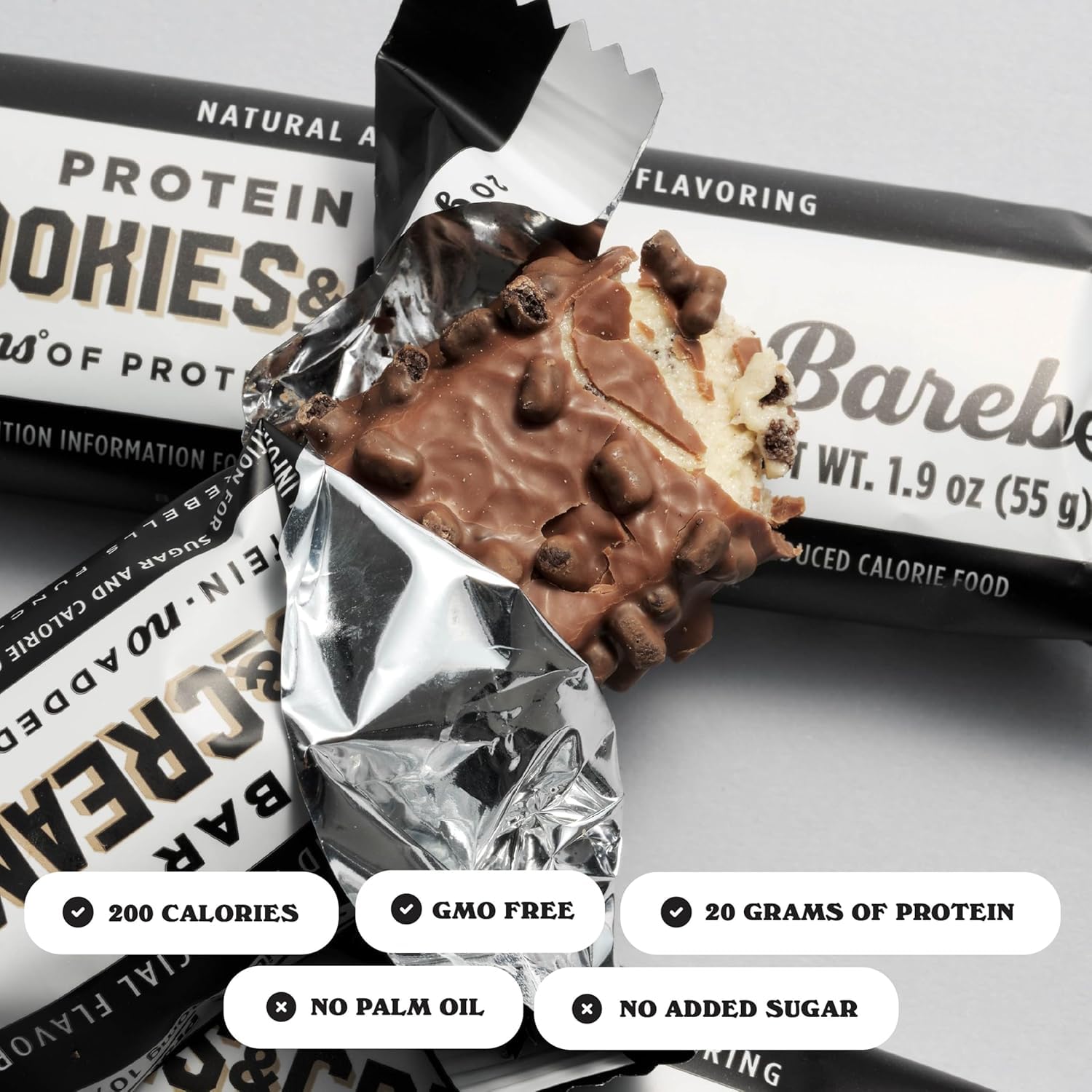 Barebells barra proteina empaque compacto para llevar.