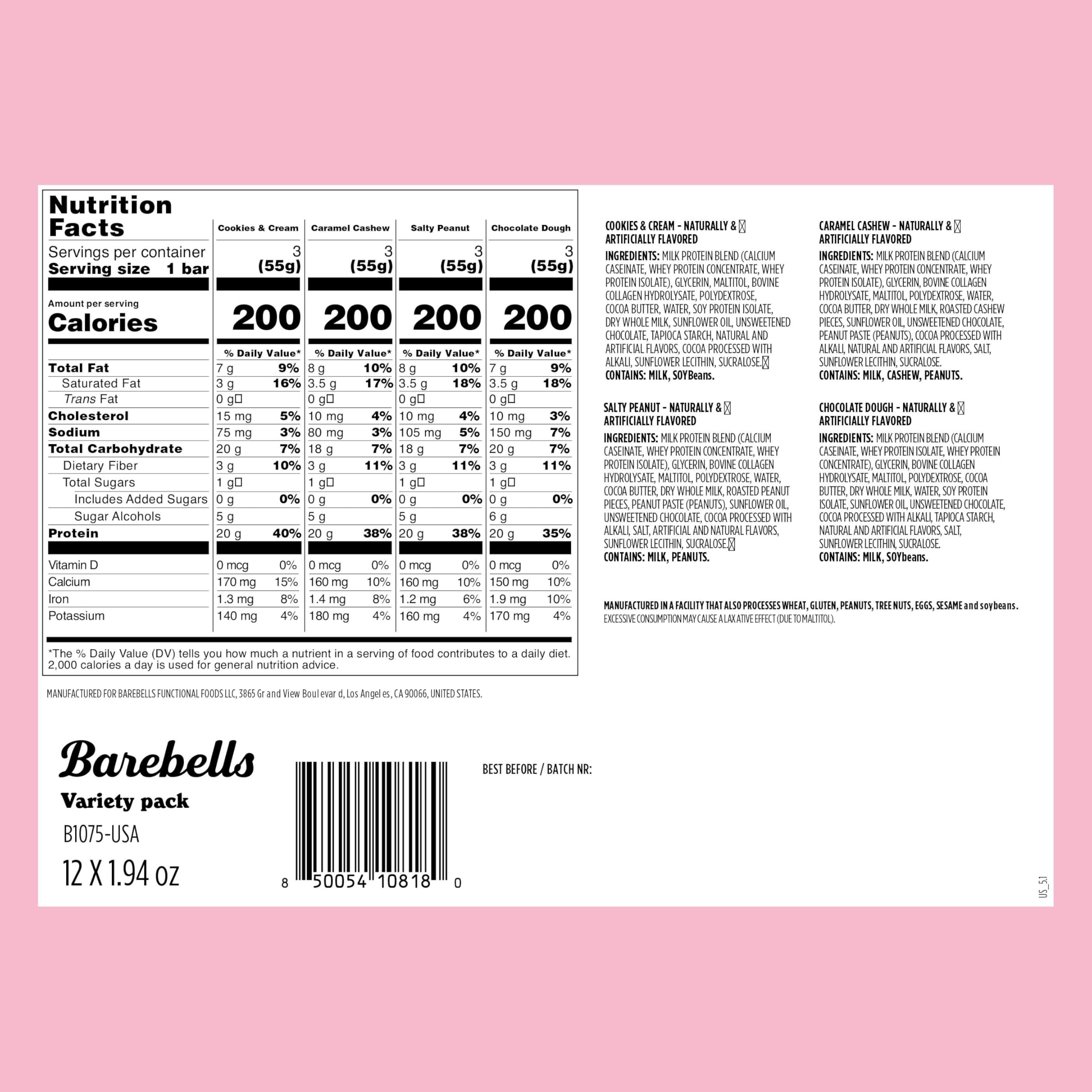 Barebells barra proteica galleta crema, textura suave, merienda proteica.