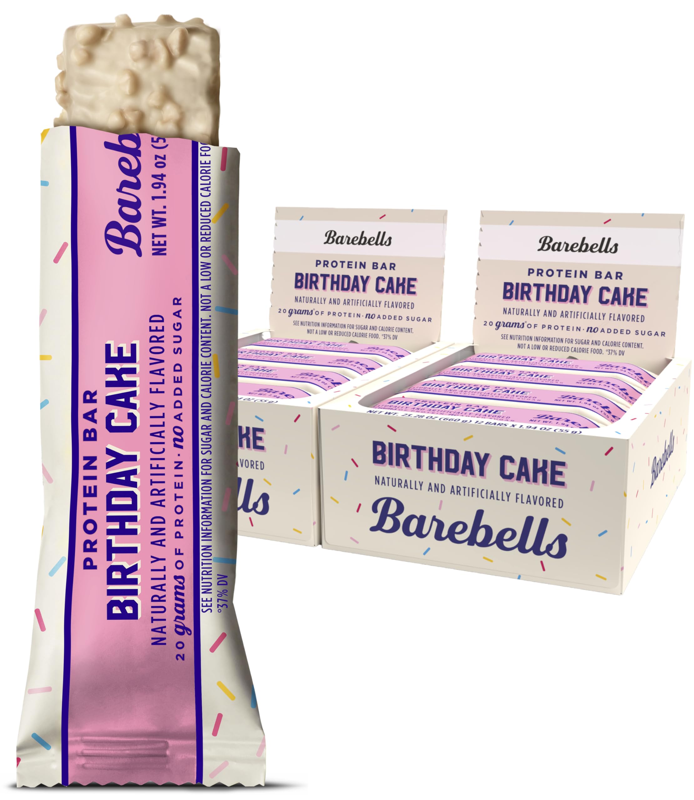 Barebells barra proteina Pastel de Cumpleaños, paquete 2, snack práctico para llevar