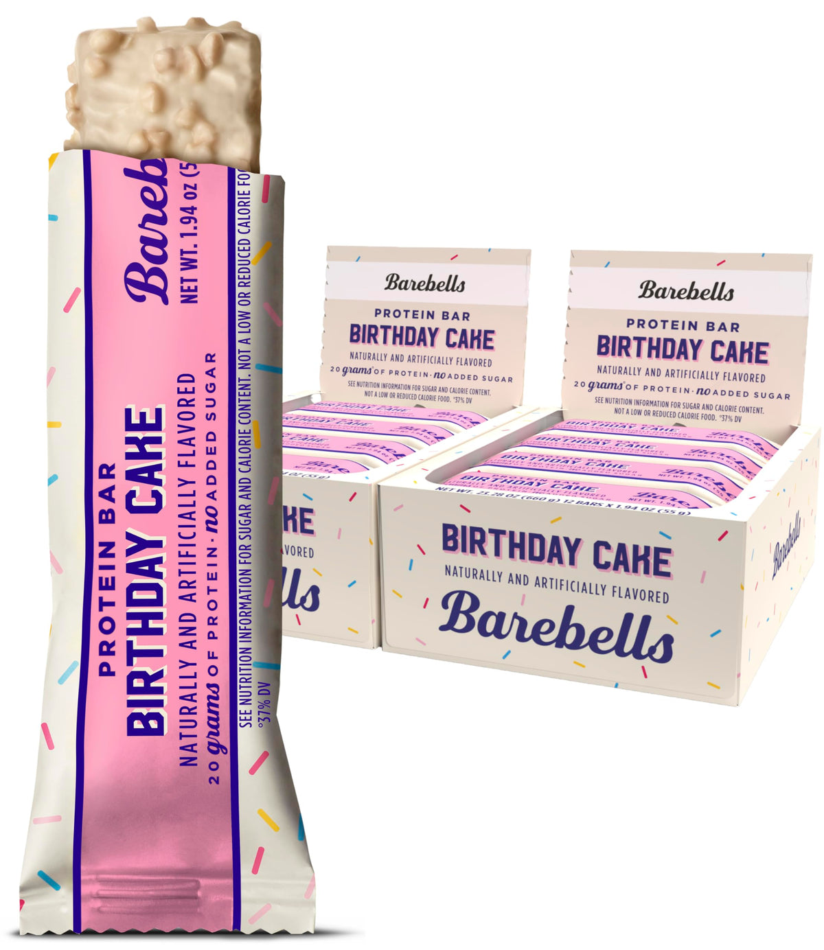 Barebells barra proteina Pastel de Cumpleaños, paquete 2, snack práctico para llevar