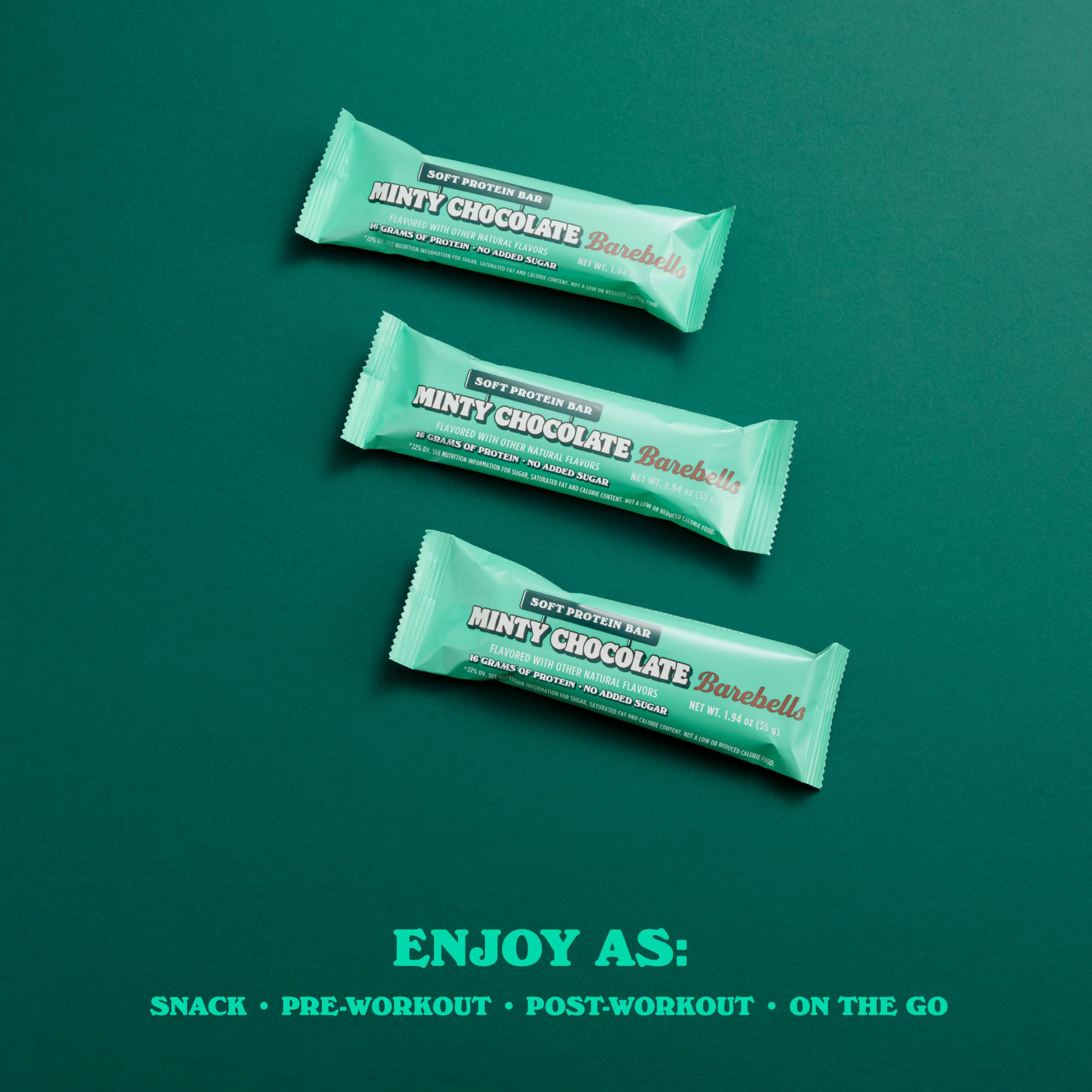 Barebells chocolate menta, porción individual, perfecto para desayuno rápido en movimiento.