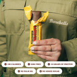 Barebells barrita proteica con chocolate oscuro y cobertura brillante.