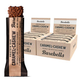 Barra Barebells Caramel Cashew para llevar, con caramelo cremoso y nueces.