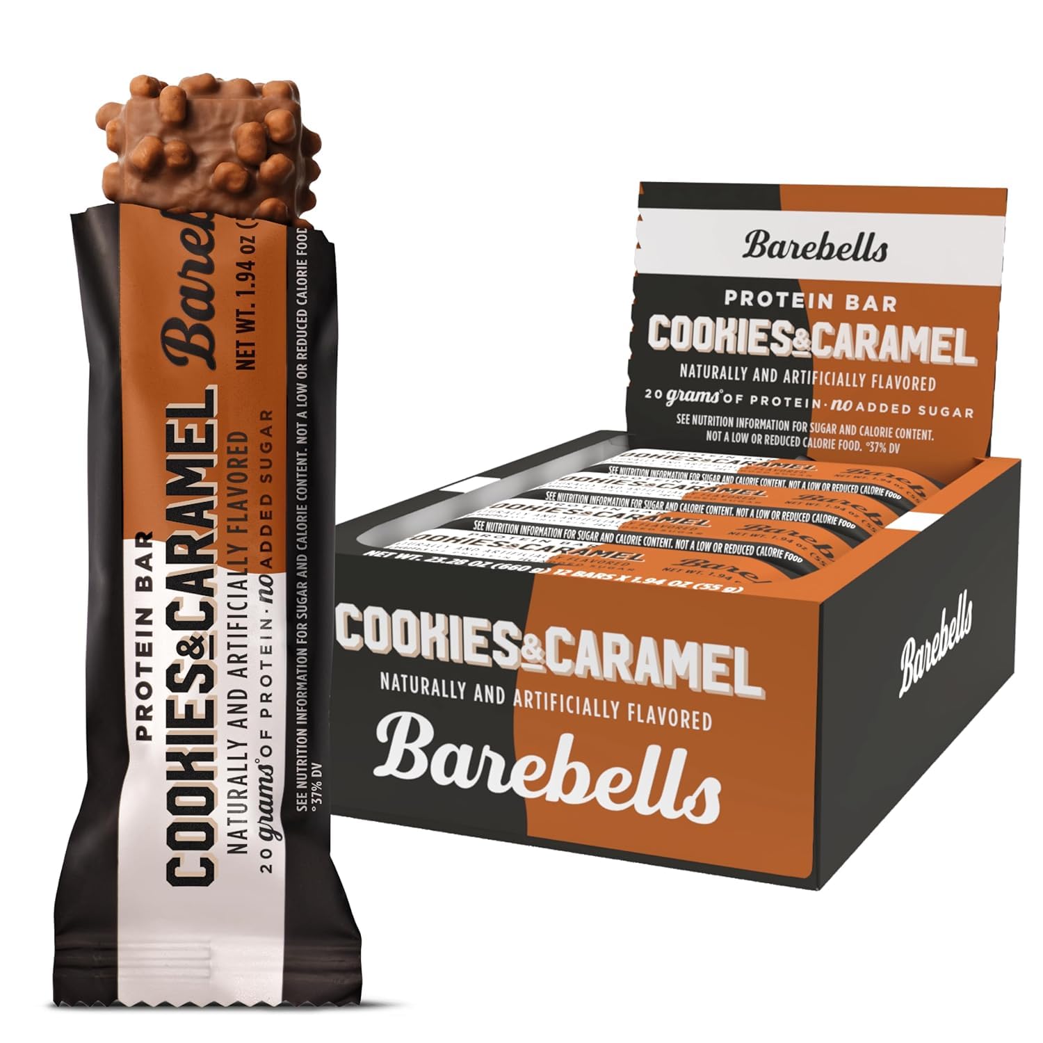 Barra Barebells Cookies y Caramelo en empaque práctico para llevar