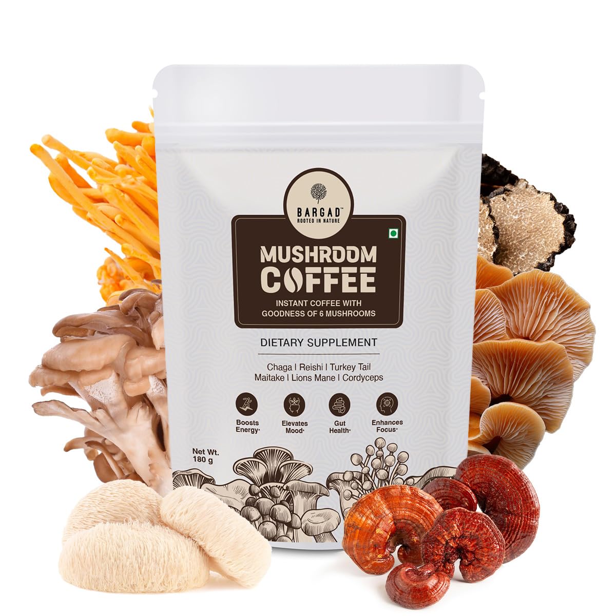 Bargad Café de hongos con Melena de León para enfoque sostenido.