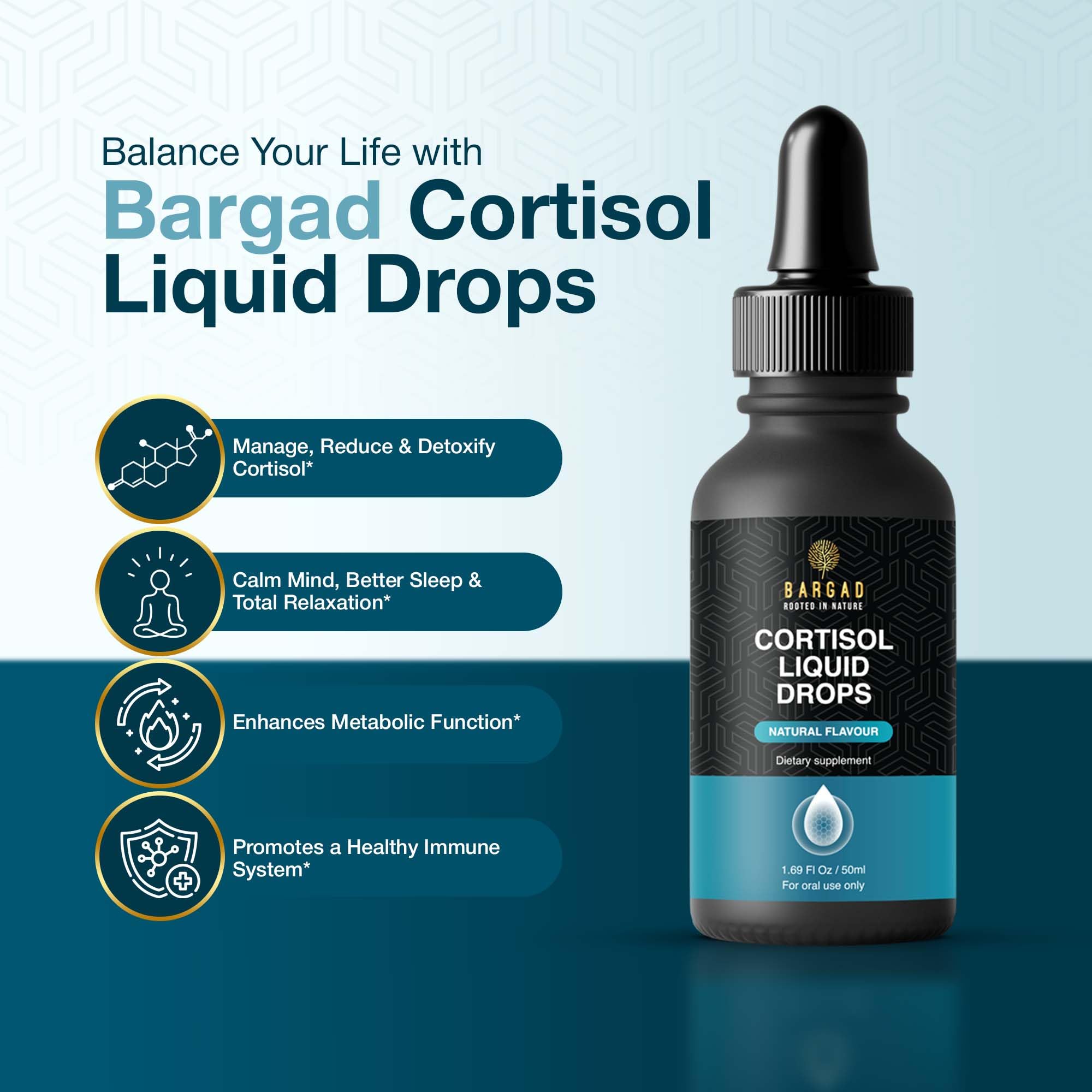 Bargad Cortisol Drops: cuentagotas en acción para toma con agua