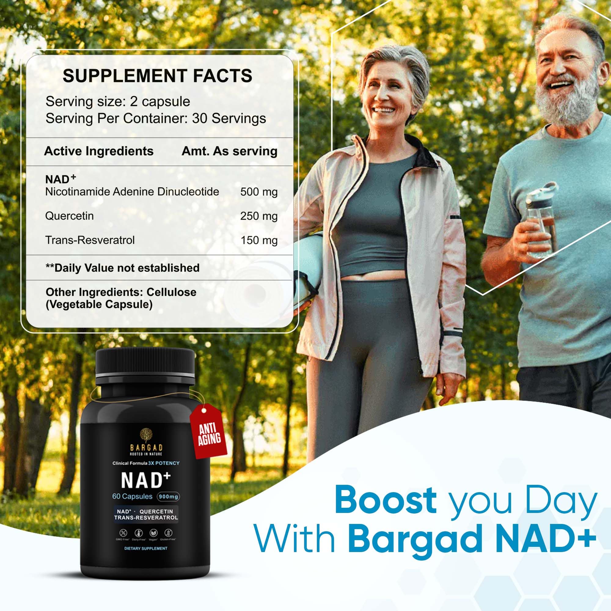 Bargad NAD+ diseño del envase atractivo y práctico