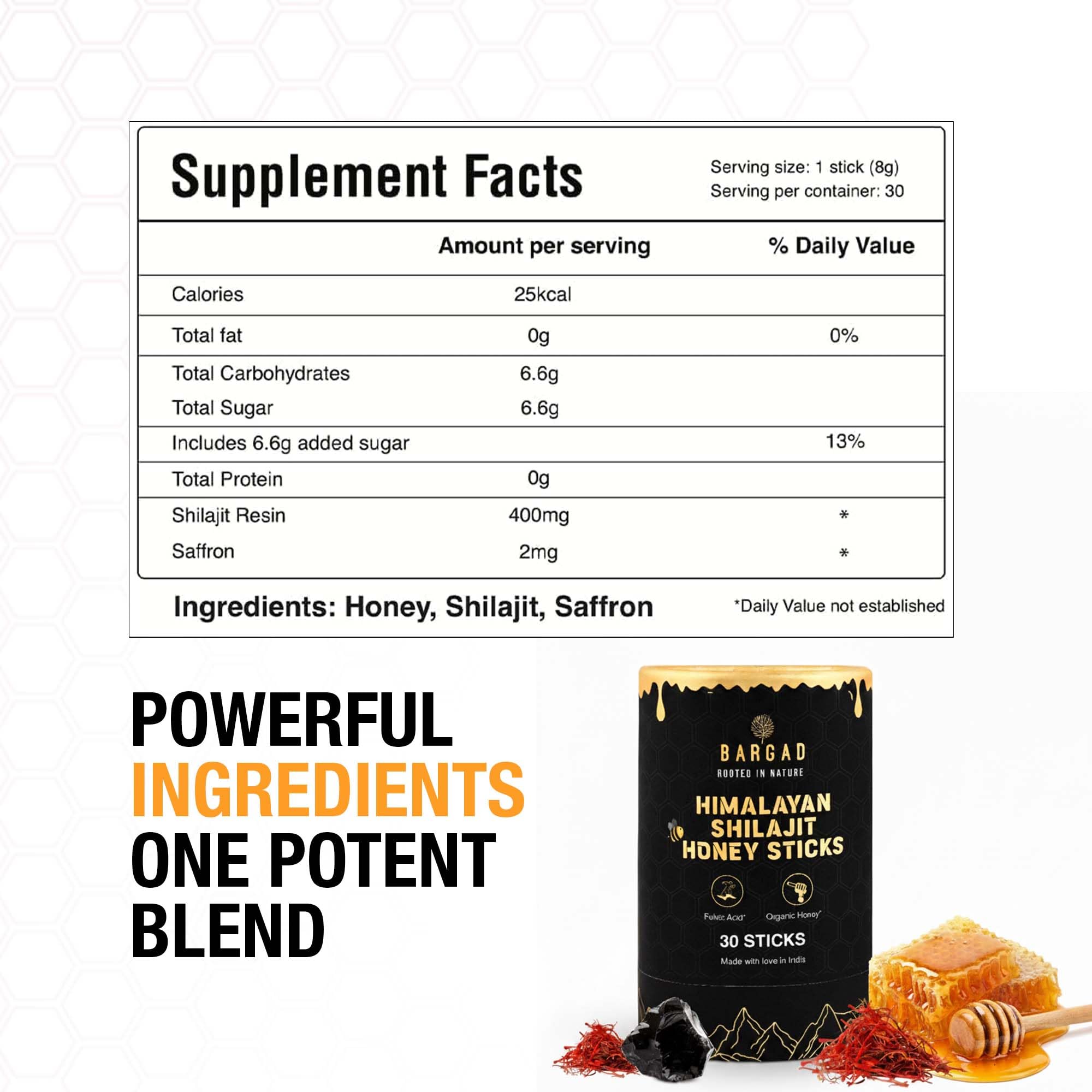 Bargad shilajit miel safrán opción de consumo inmediato.