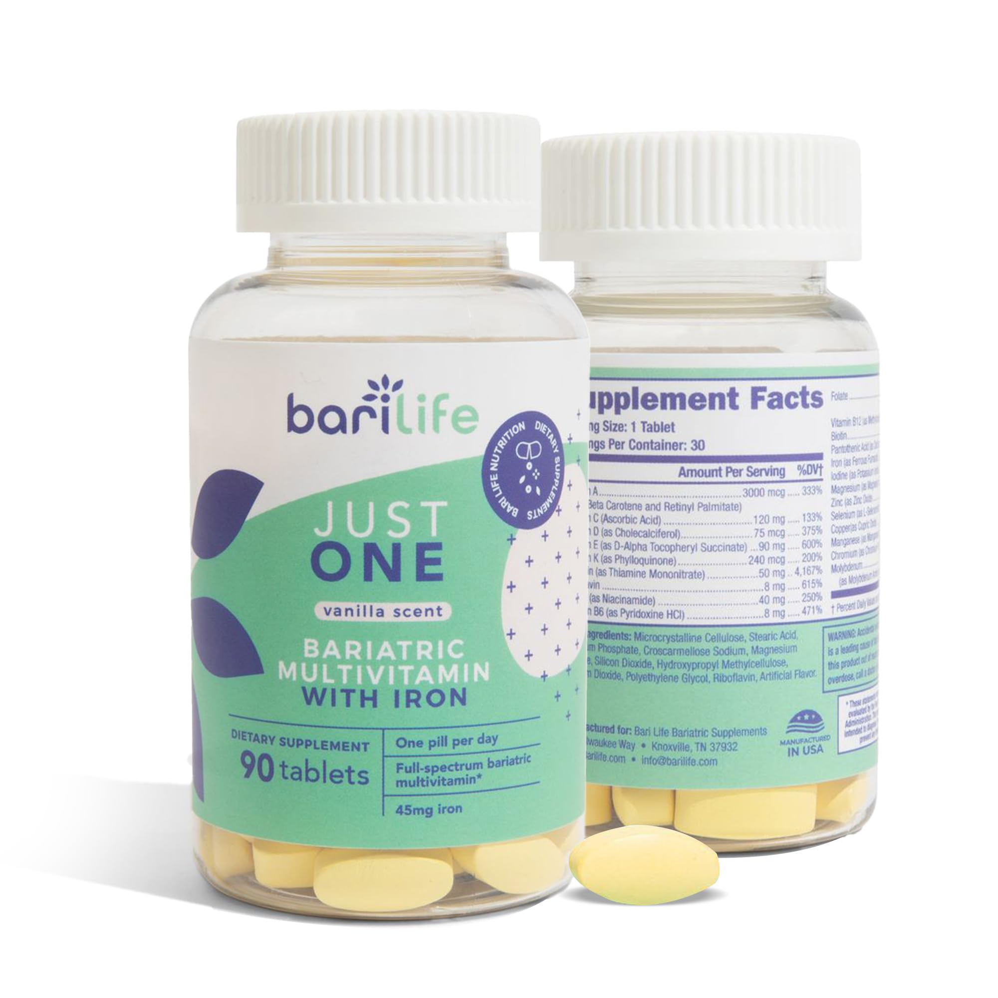 Bari Life Just One: envase de 90 tabletas para suministro diario.