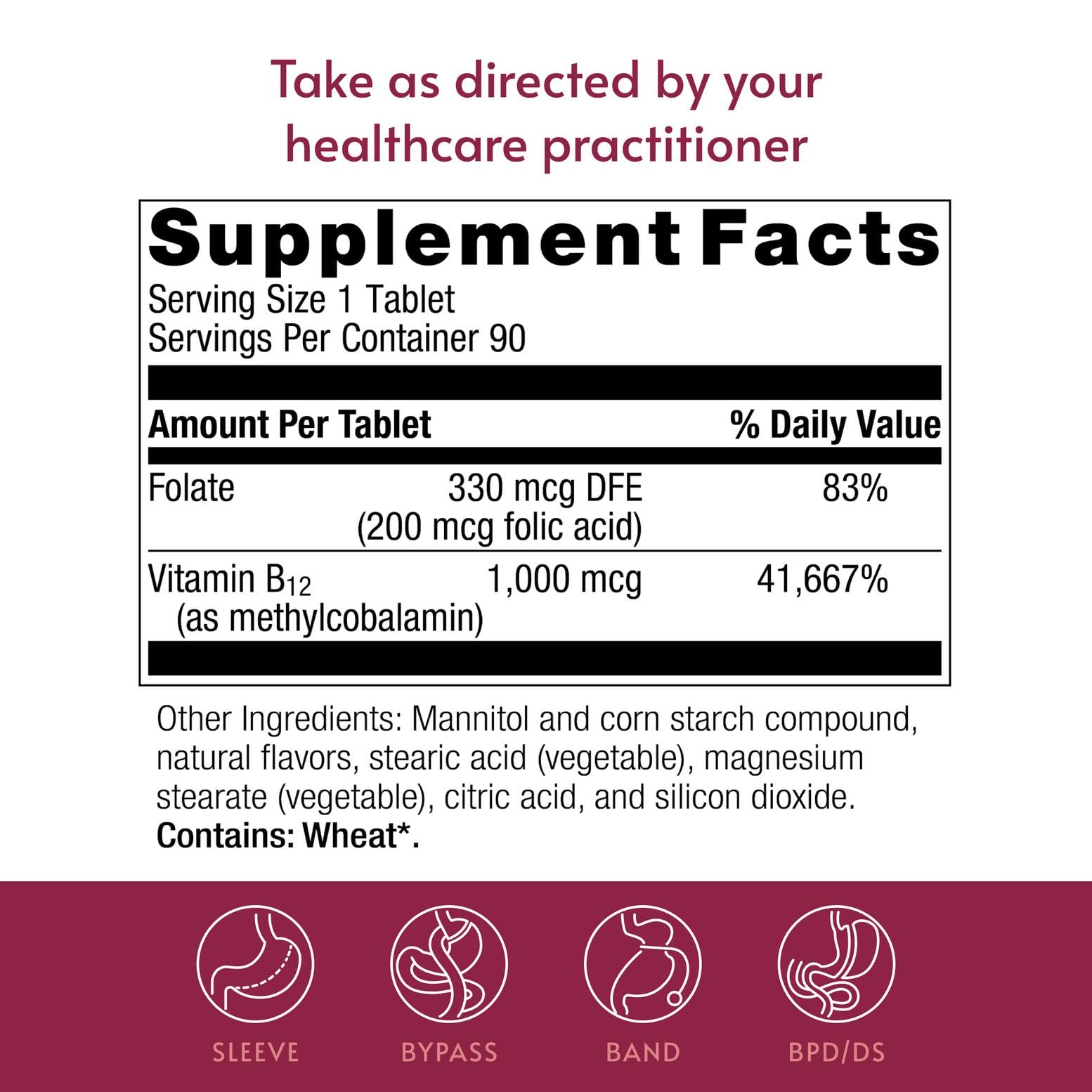 Bariatric Advantage B12 Speedy Melts: dosis diaria rápida para apoyo funcional.