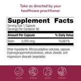Bariatric Advantage Biotina 5000mcg, toma diaria con alimentos para una rutina estable.