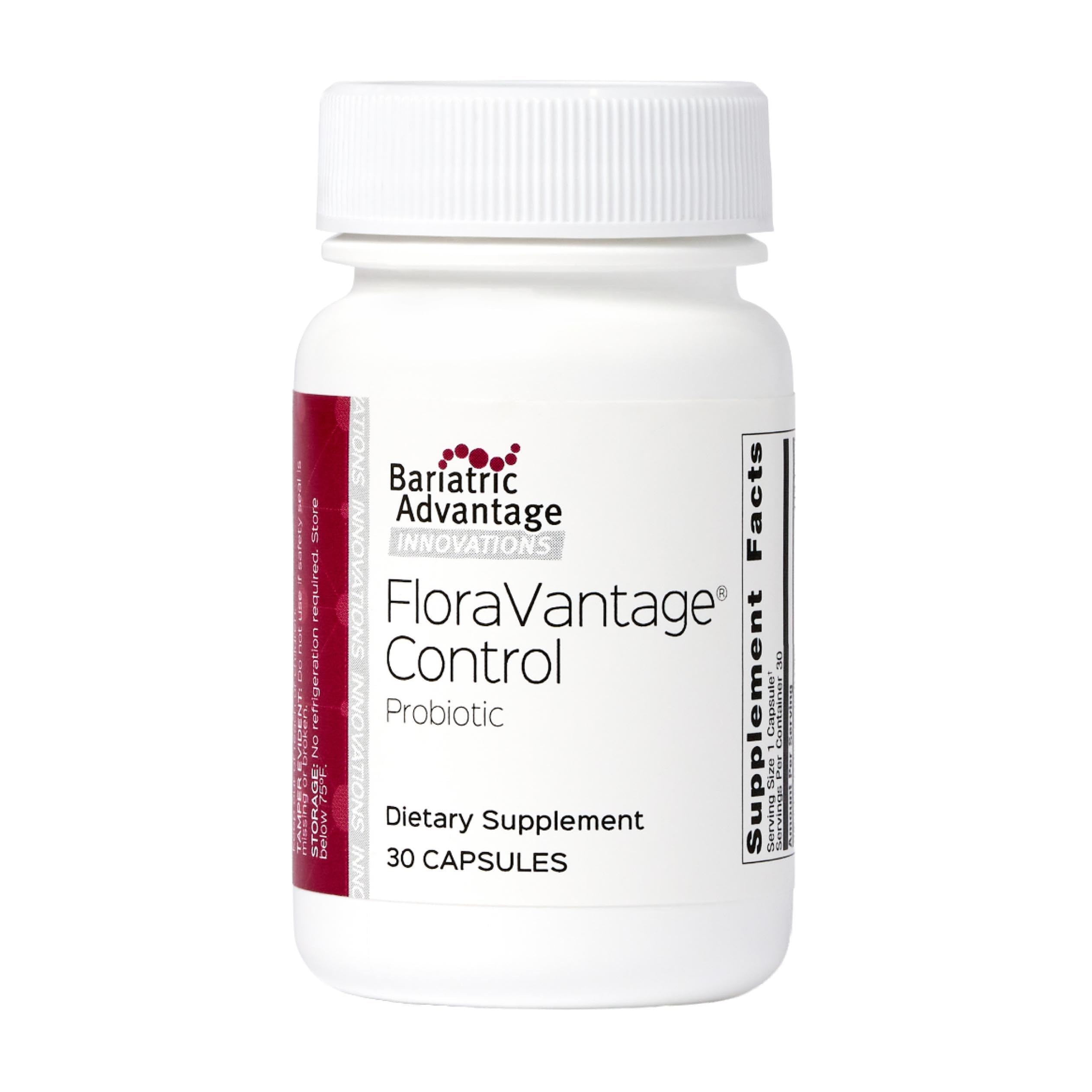 FloraVantage Control, bote con cápsulas para salud intestinal diaria.