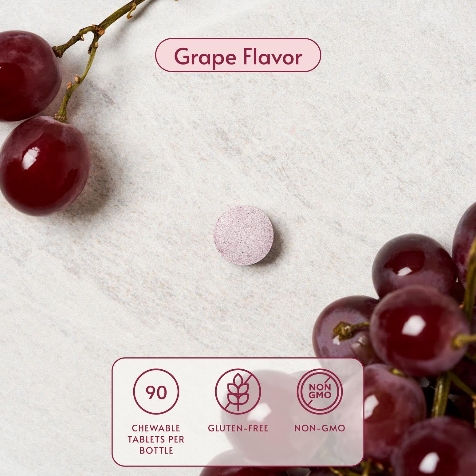 FloraVantage sabor uva y tableta masticable para uso diario