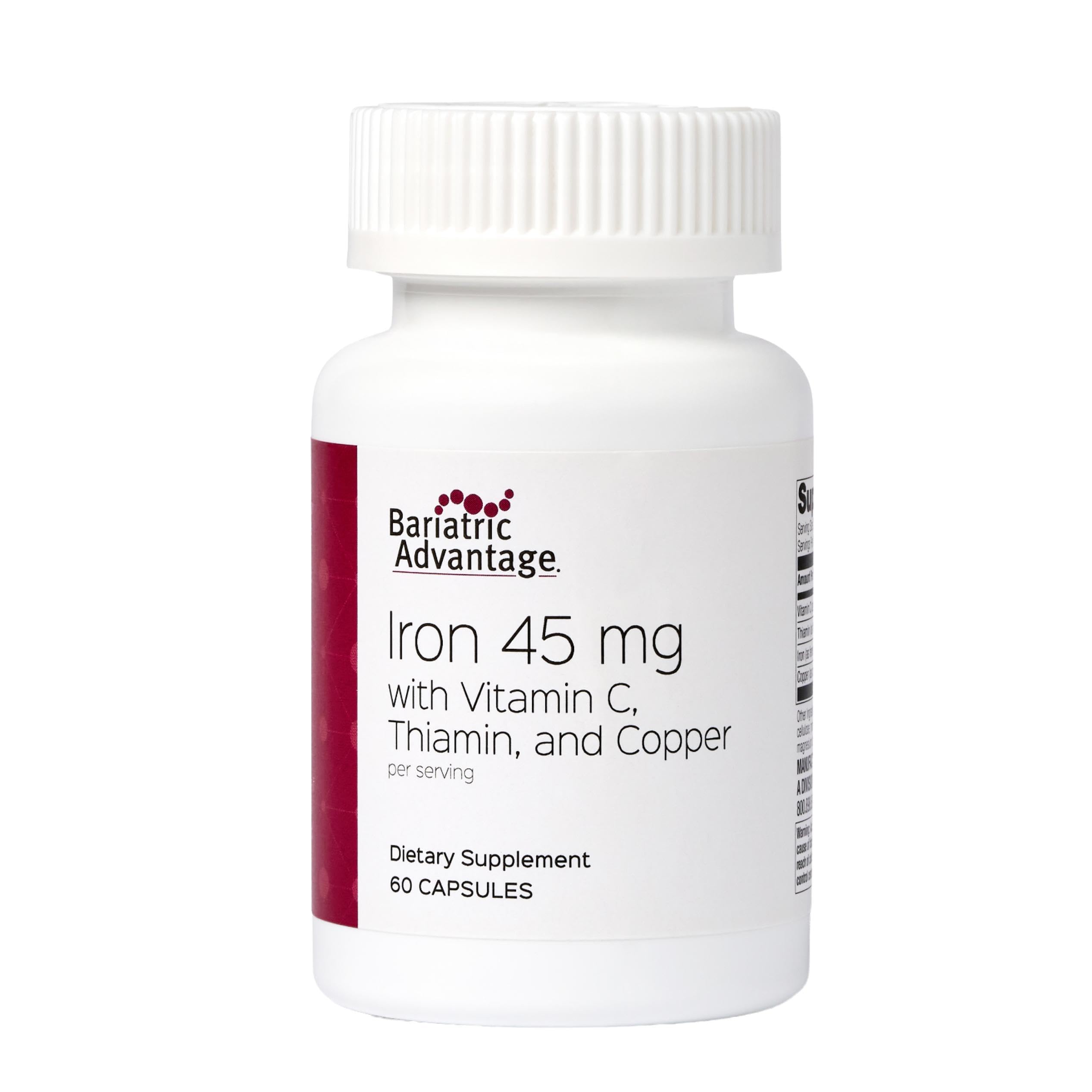 Hierro 45 mg de Bariatric Advantage en cápsulas para mejor absorción y uso diario
