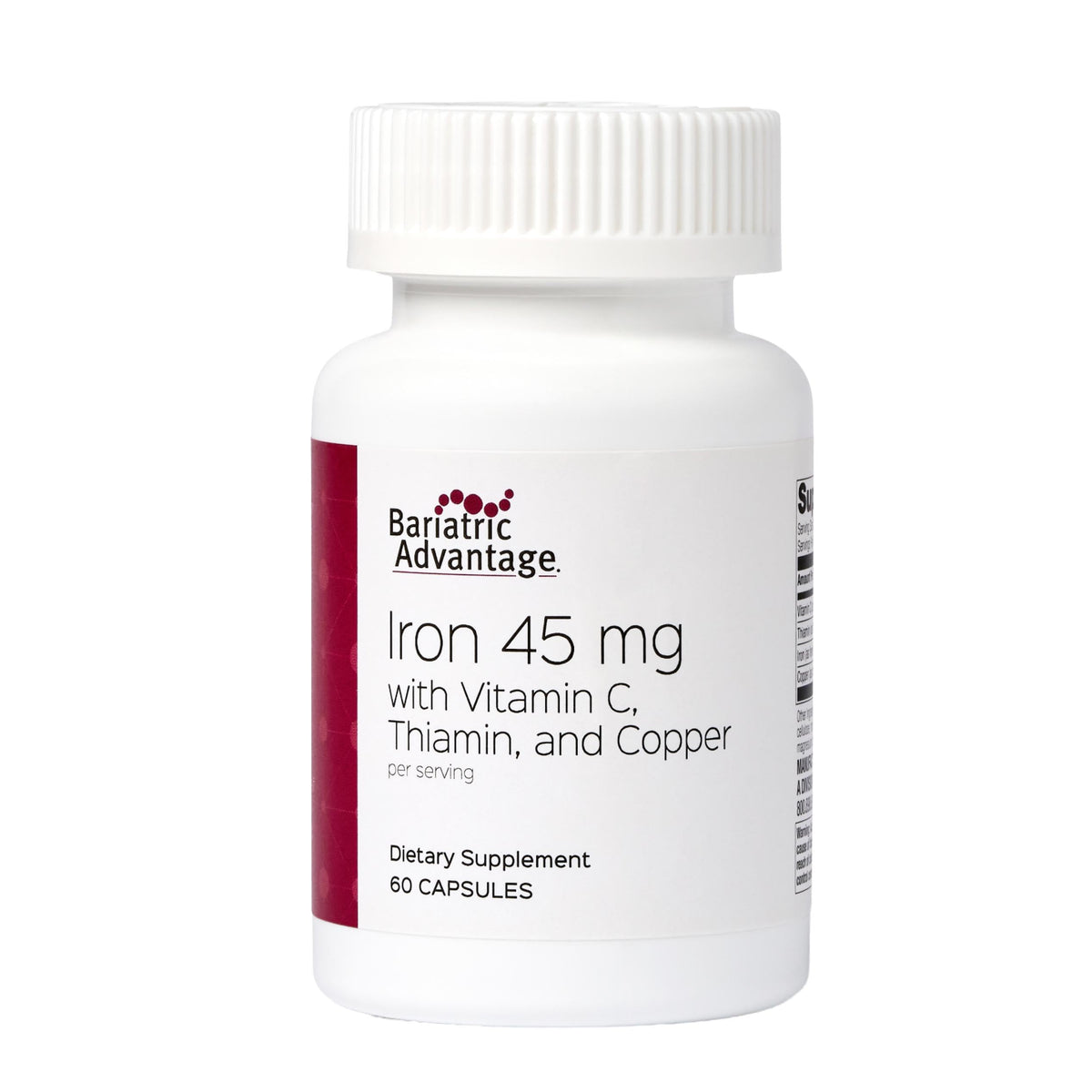 Hierro 45 mg de Bariatric Advantage en cápsulas para mejor absorción y uso diario