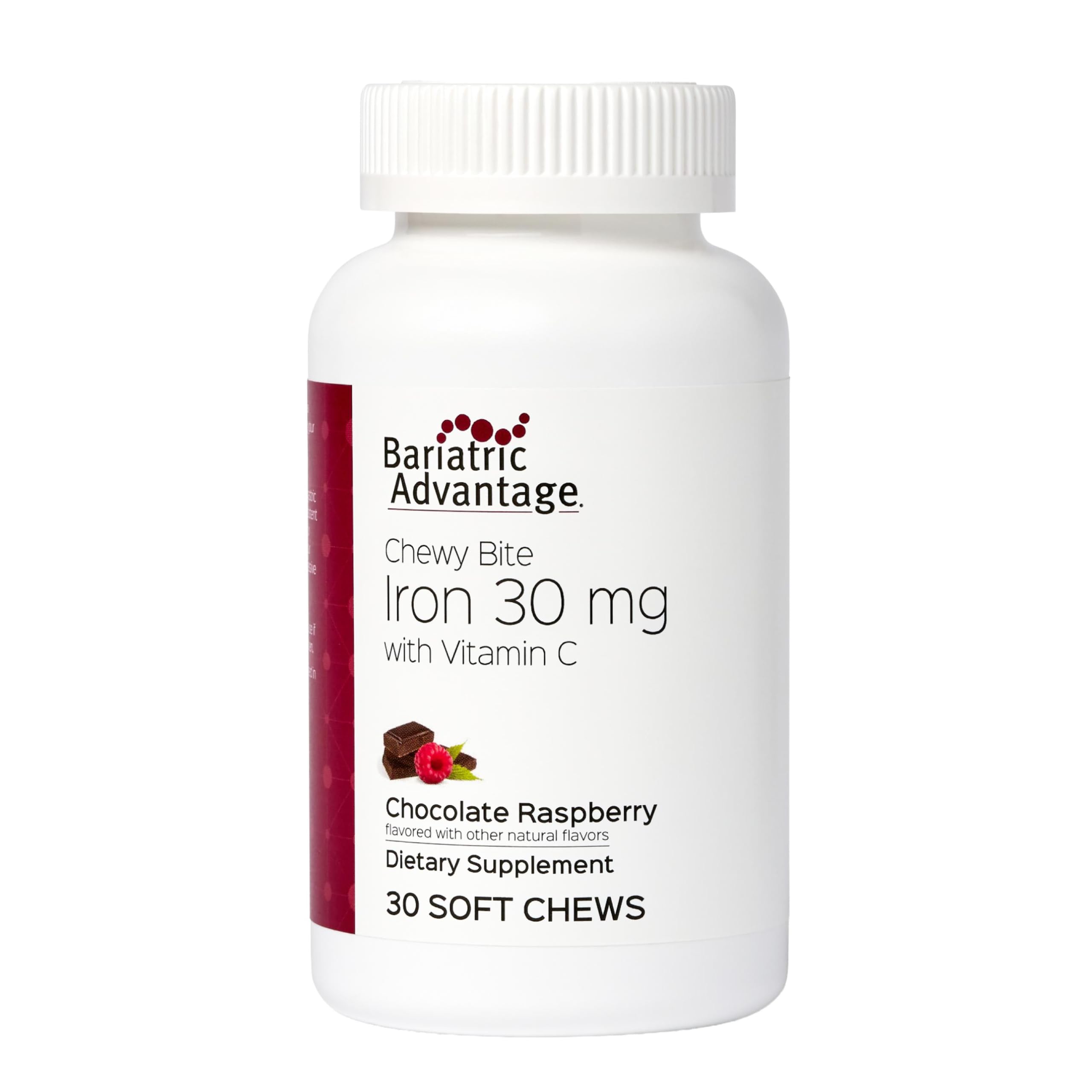 Bariatric Advantage Hierro Bocado Chocolate Frambuesa, masticable con sabor y beneficio de hierro diario