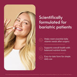 Bariatric Advantage multivitamínico masticable sabor frutos rojos para rutina diaria.