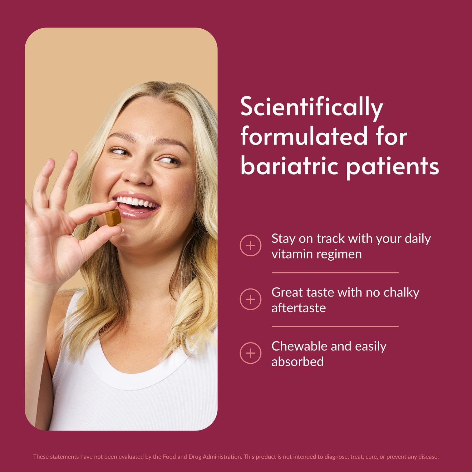 Bariatric Advantage Multi Chewy Bite, textura suave para masticar y facilitar la ingesta.