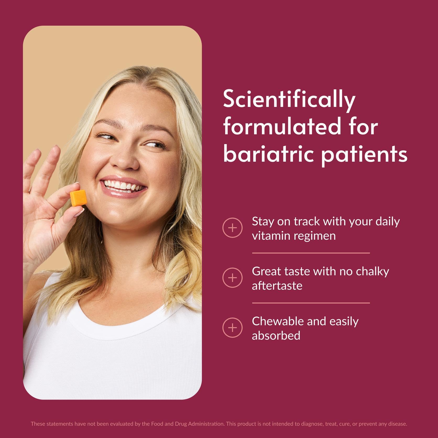 Bariatric Advantage Multi Chewy Bite textura suave para masticar cómodo.
