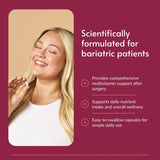 Bariatric Advantage Multi Sin Hierro, etiqueta detallada con información de nutrientes.