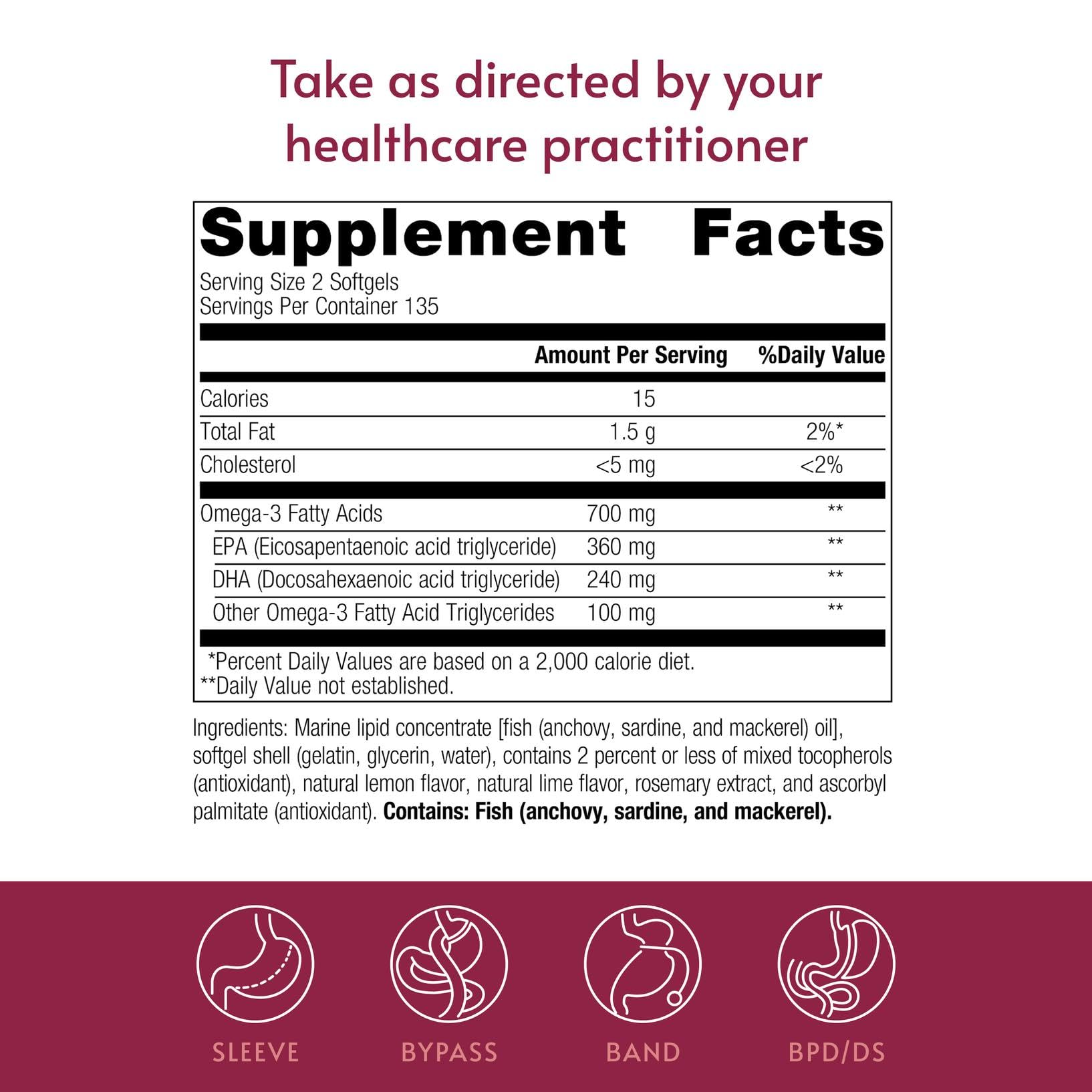 Bariatric Advantage Omega-3 300, prueba de pureza para calidad y frescura constante.