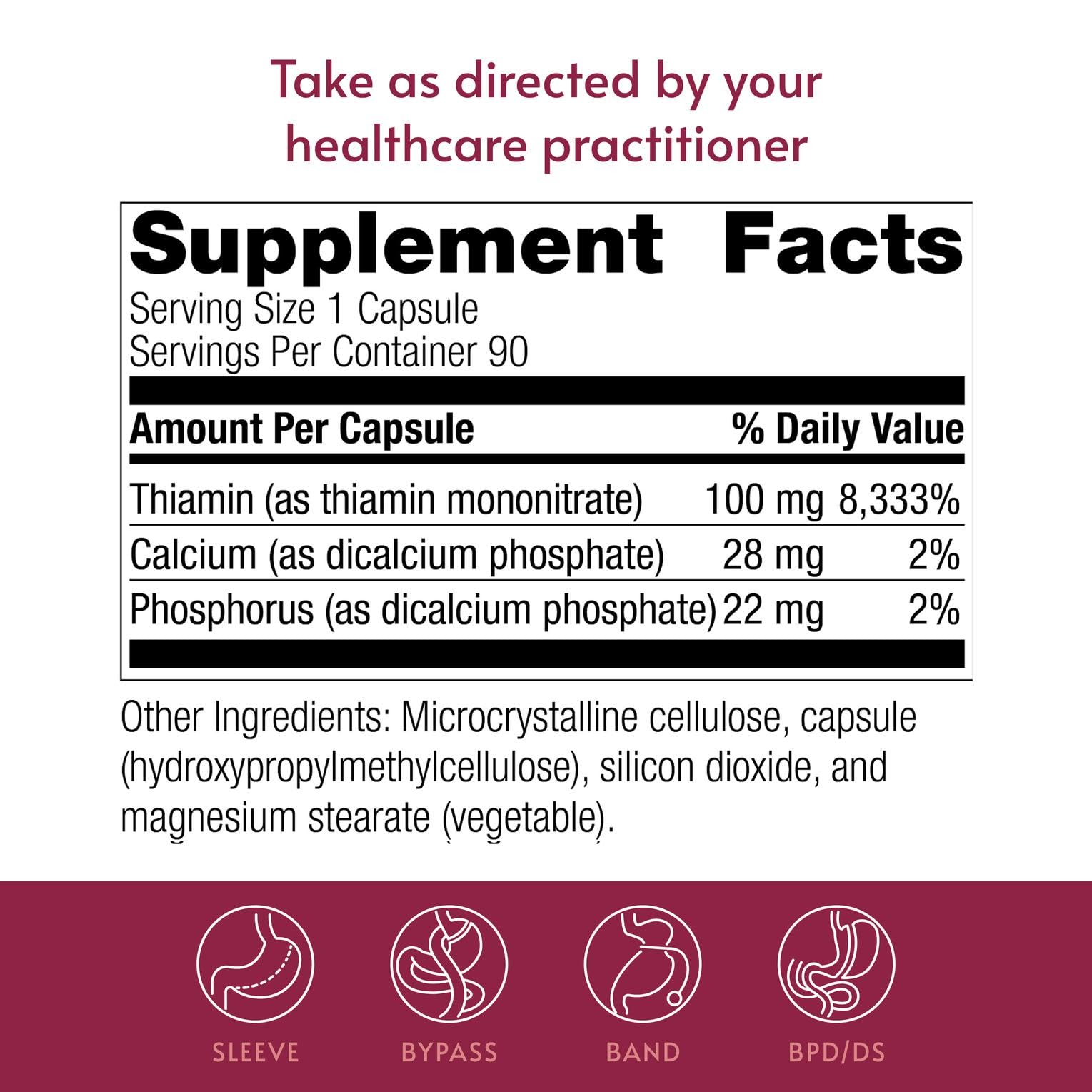 Bariatric Advantage: paquete tiamina 100 mg para rutina diaria
