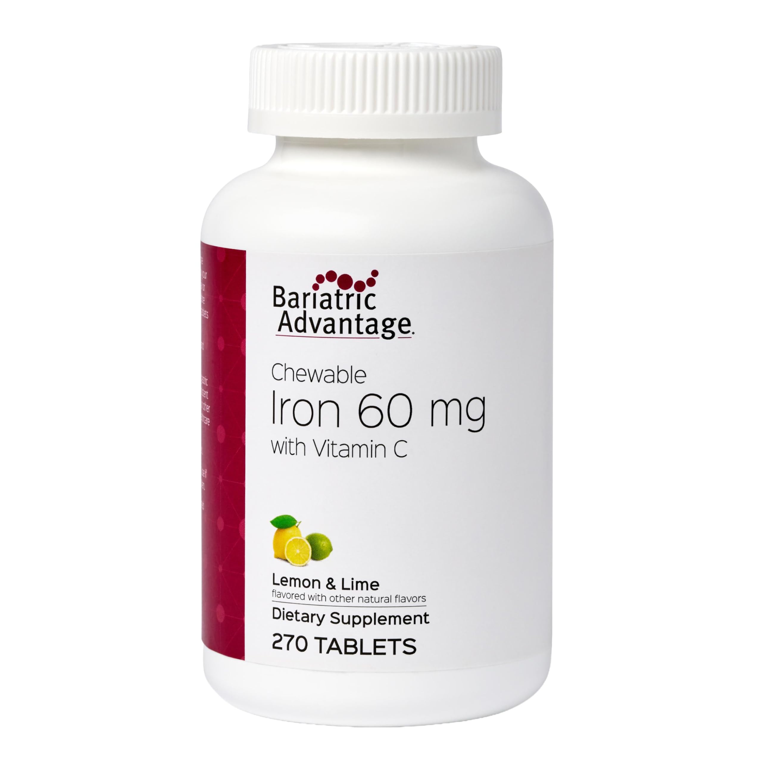 Bariatric Advantage tableta hierro 60 mg sabor limón lima, consumo diario agradable